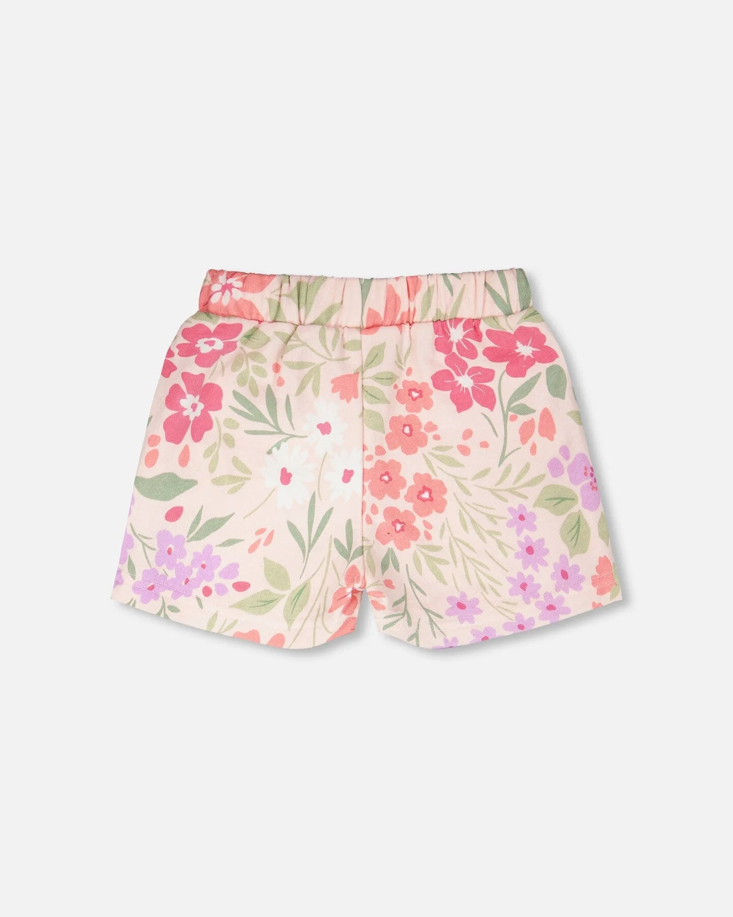 French Terry Shorts Pink Printed Flowers - Image 4