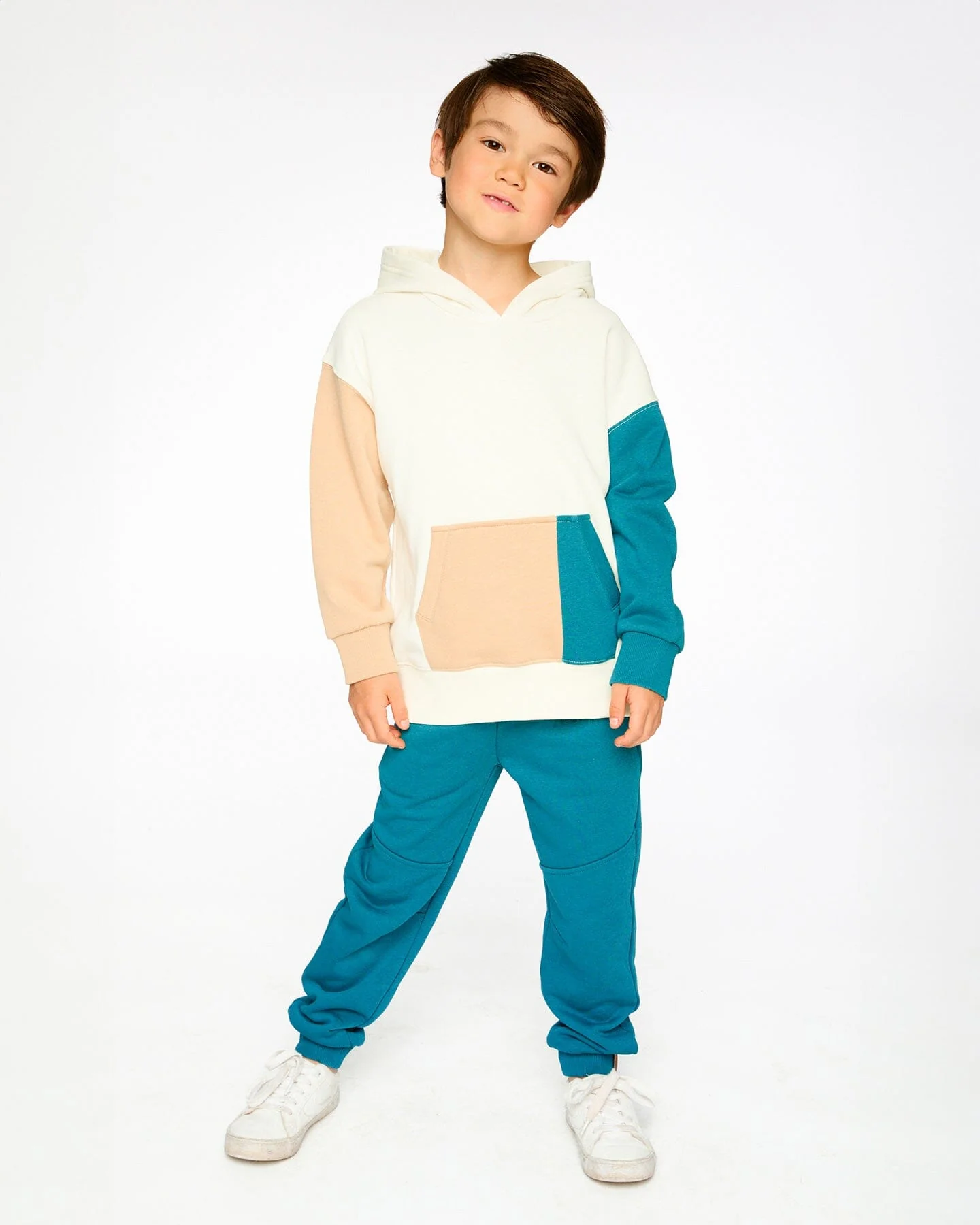 French Terry Sweatpants With Cross Seams Dark Turquoise - Image 2