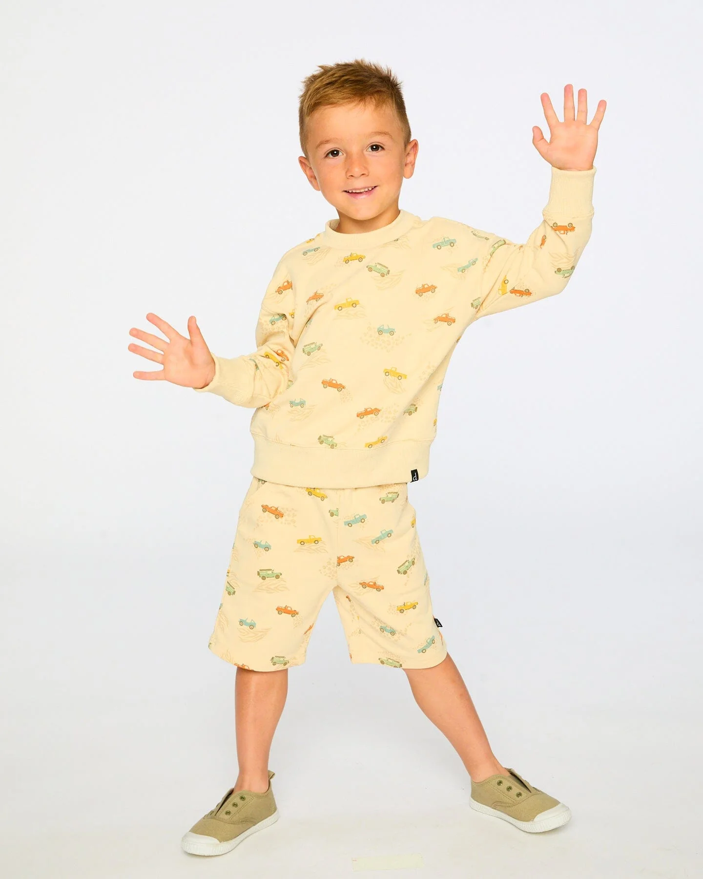 French Terry Sweatshirt Beige Jeep Print - Image 3