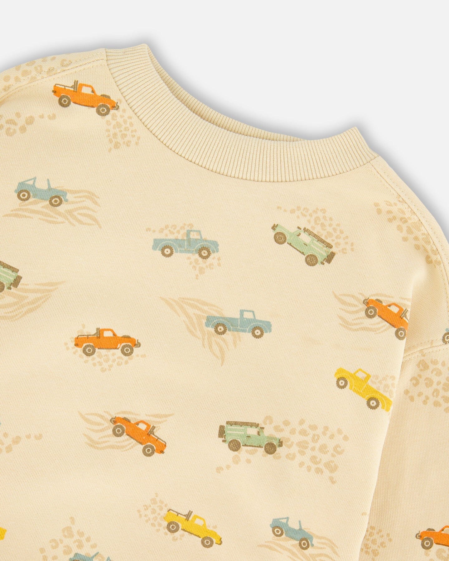 French Terry Sweatshirt Beige Jeep Print - Image 5