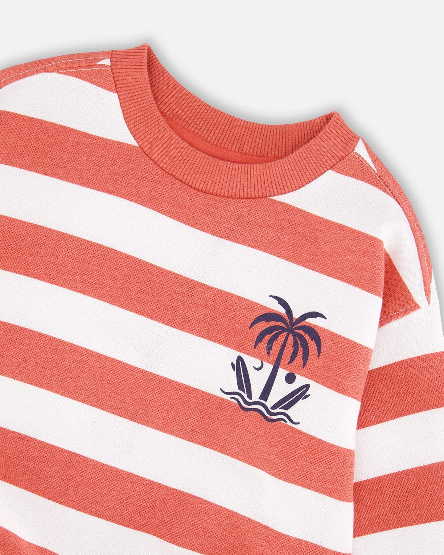 French Terry Sweatshirt Brick And White Stripes - Image 5