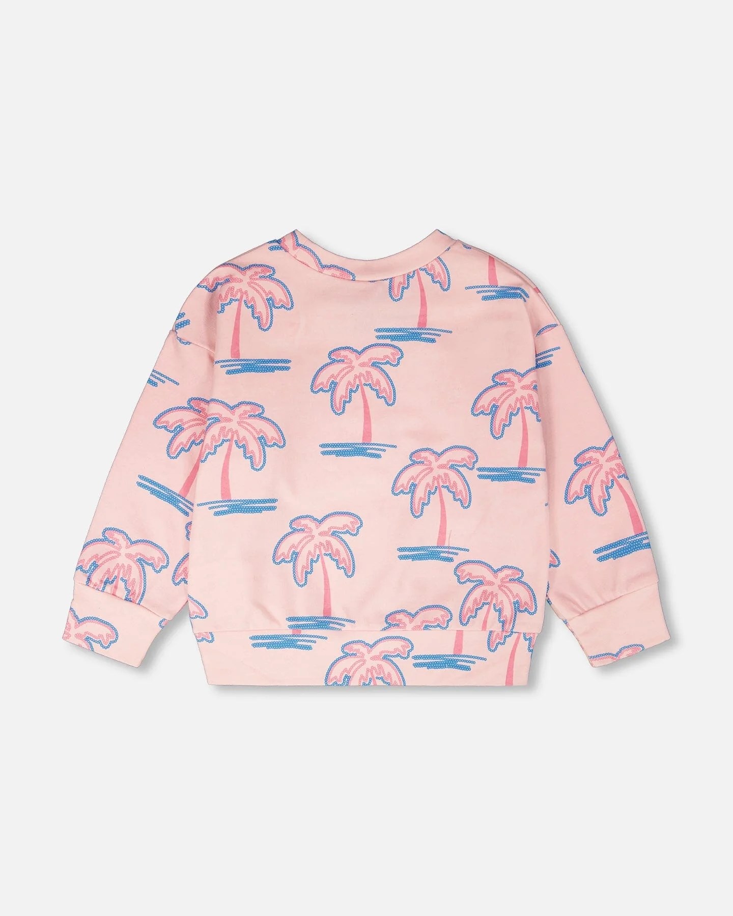 French Terry Sweatshirt Light Pink Palm Print - Image 4