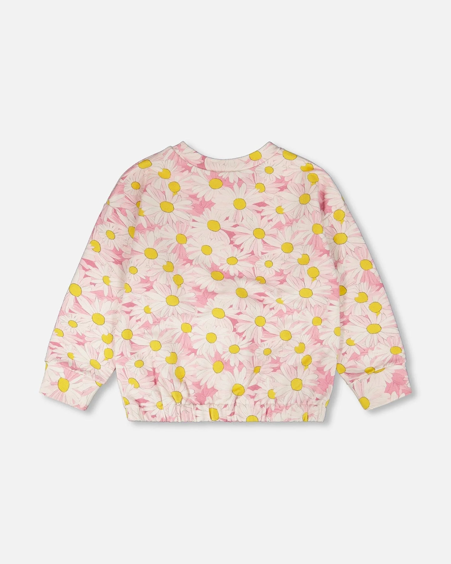 French Terry Sweatshirt Pink Printed Daisies - Image 5