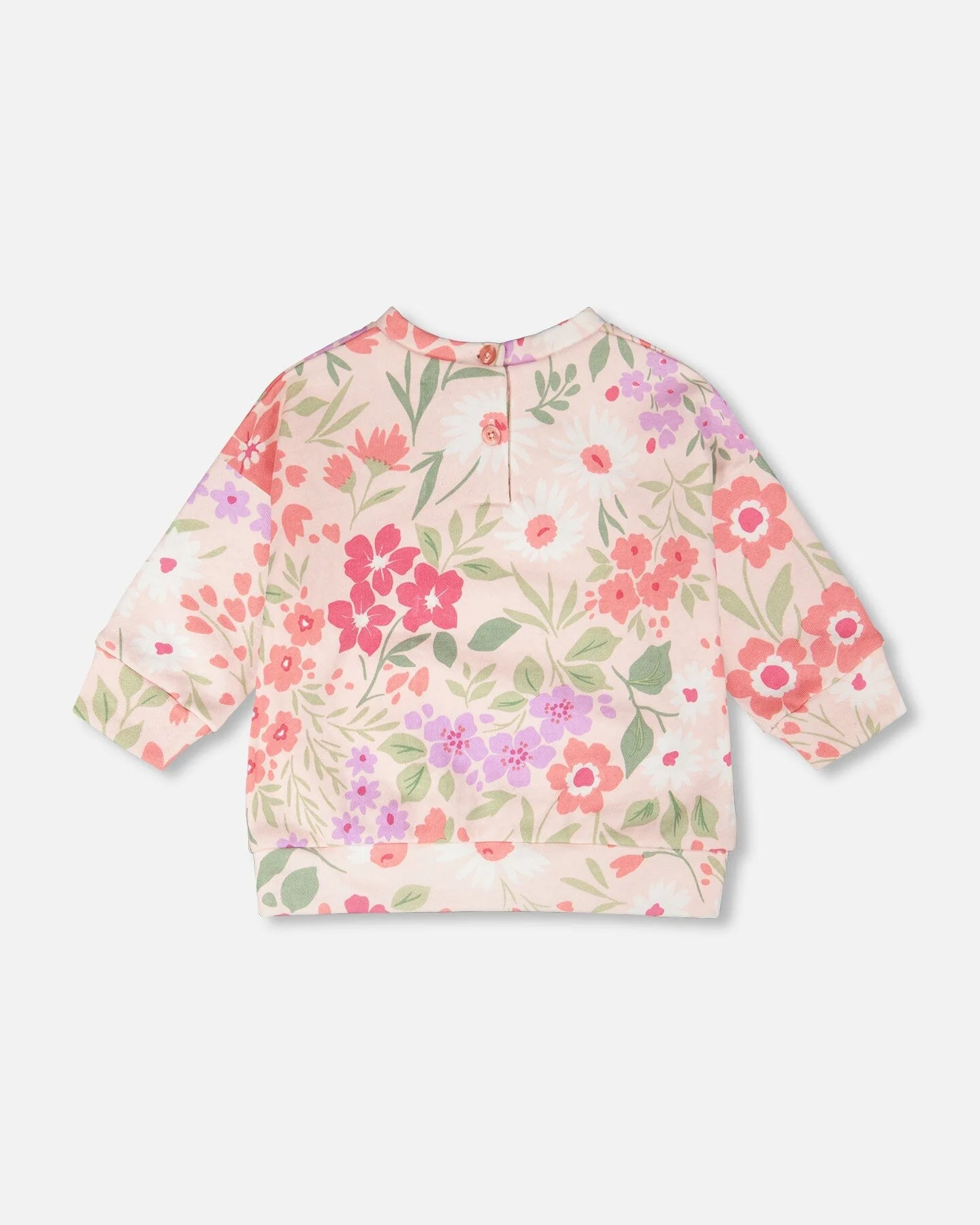 French Terry Sweatshirt Pink Printed Flowers - Image 4
