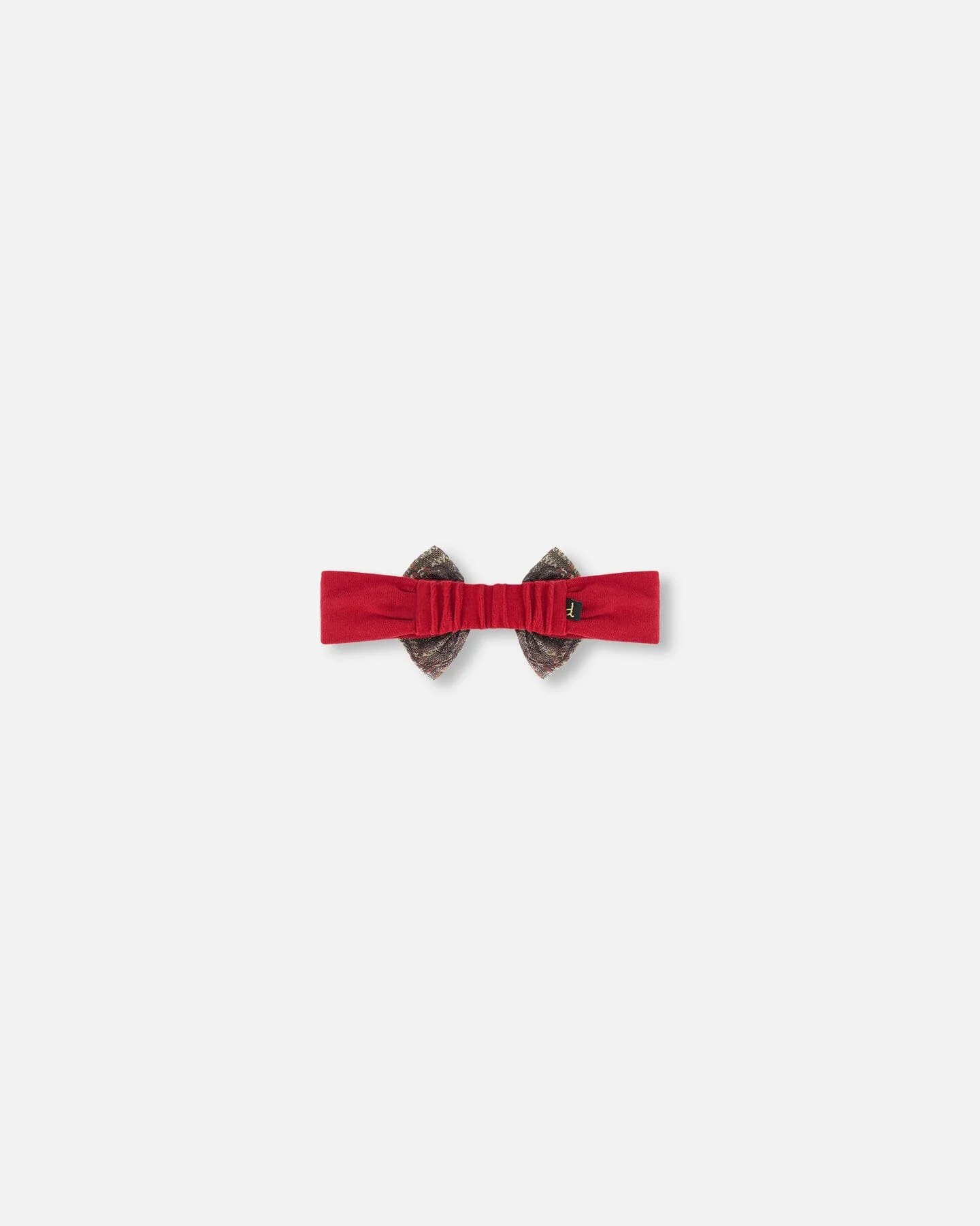 Headband With Glittering Tulle Bow Red Plaid - Image 3