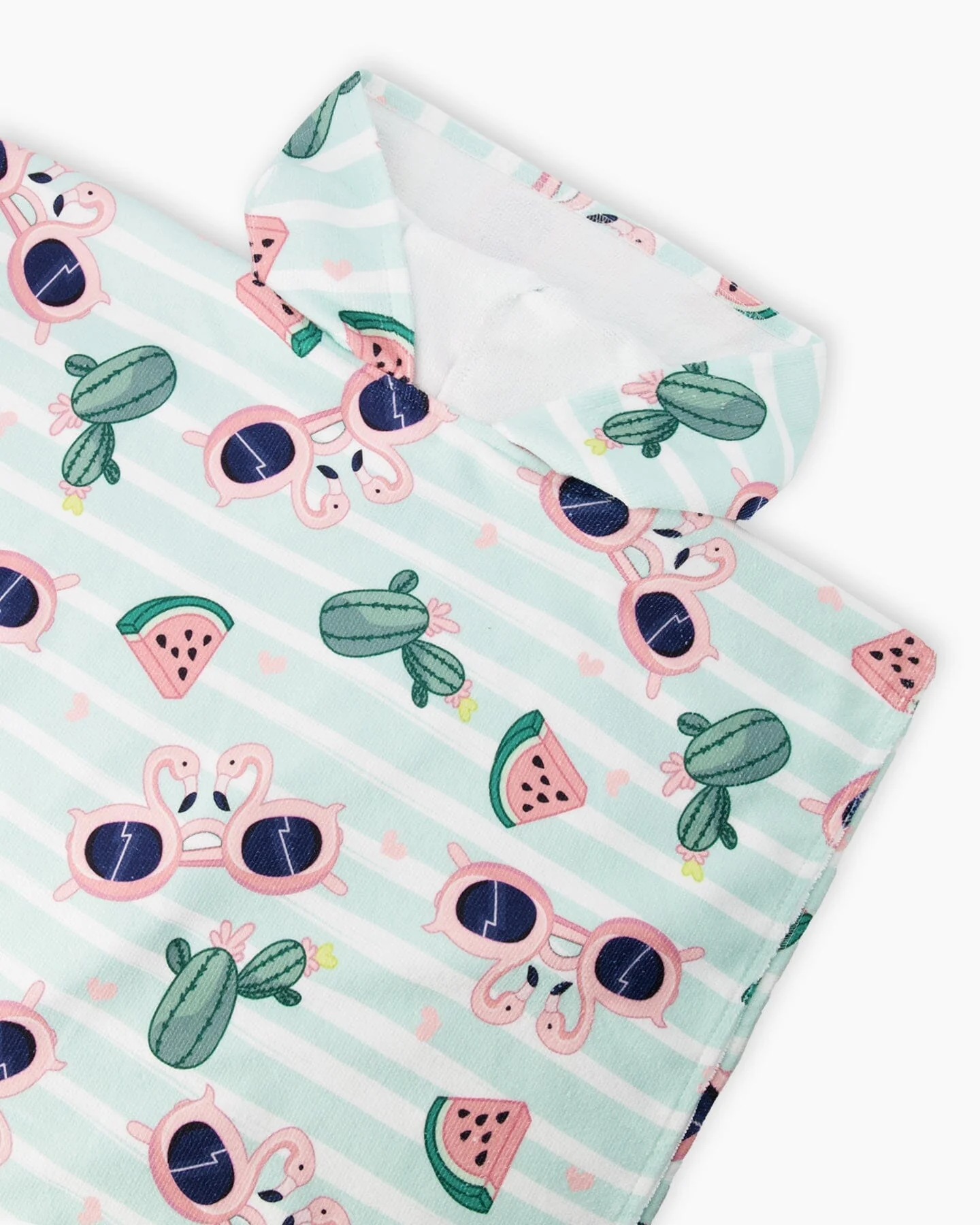 Hooded Beach Towel Blue Flamingo And Cactus Print - Image 4