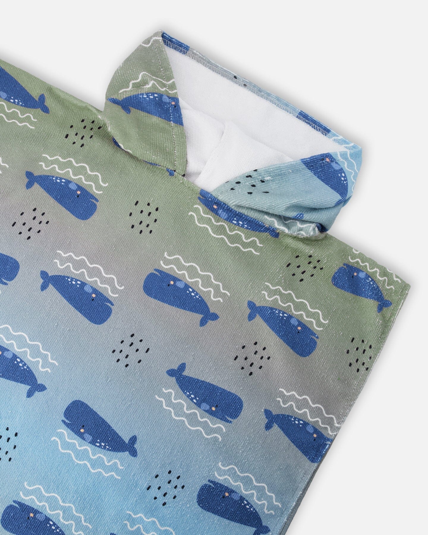 Hooded Beach Towel Blue Whale Print - Image 4