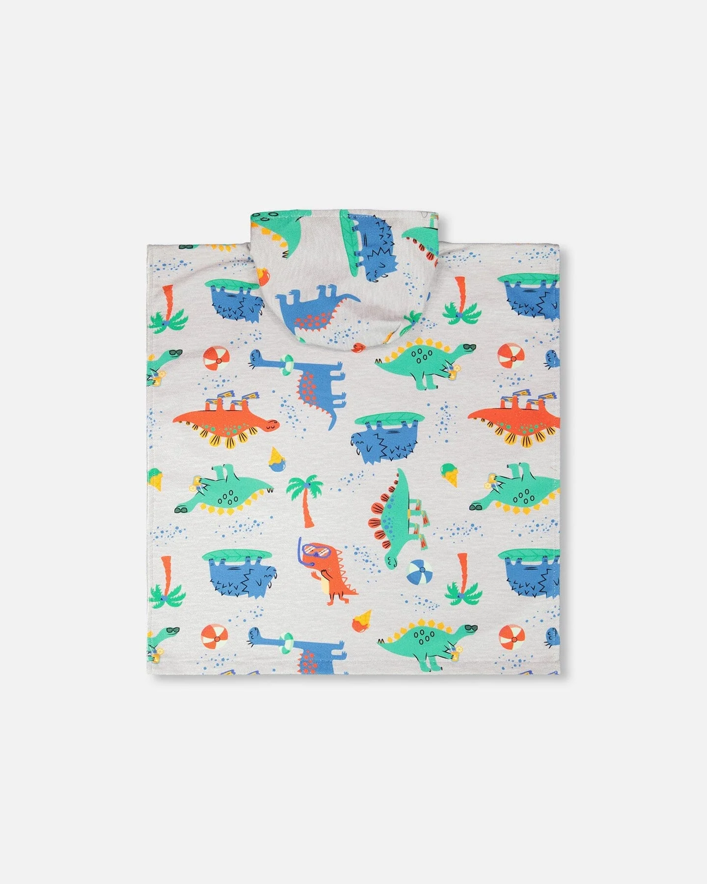 Hooded Beach Towel Grey Baby Dinosaur Print - Image 4