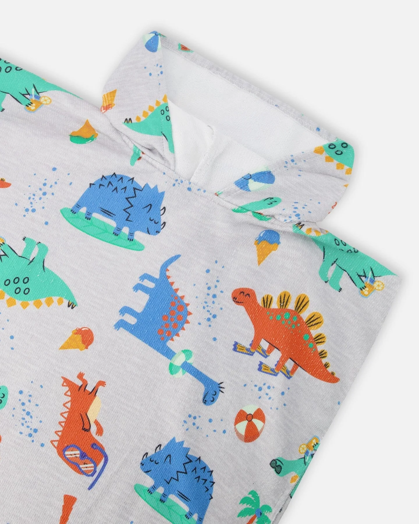 Hooded Beach Towel Grey Baby Dinosaur Print - Image 5