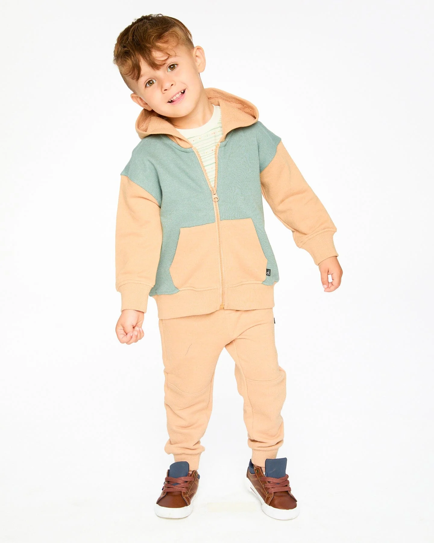Hooded French Terry Cardigan Mint Green - Image 2