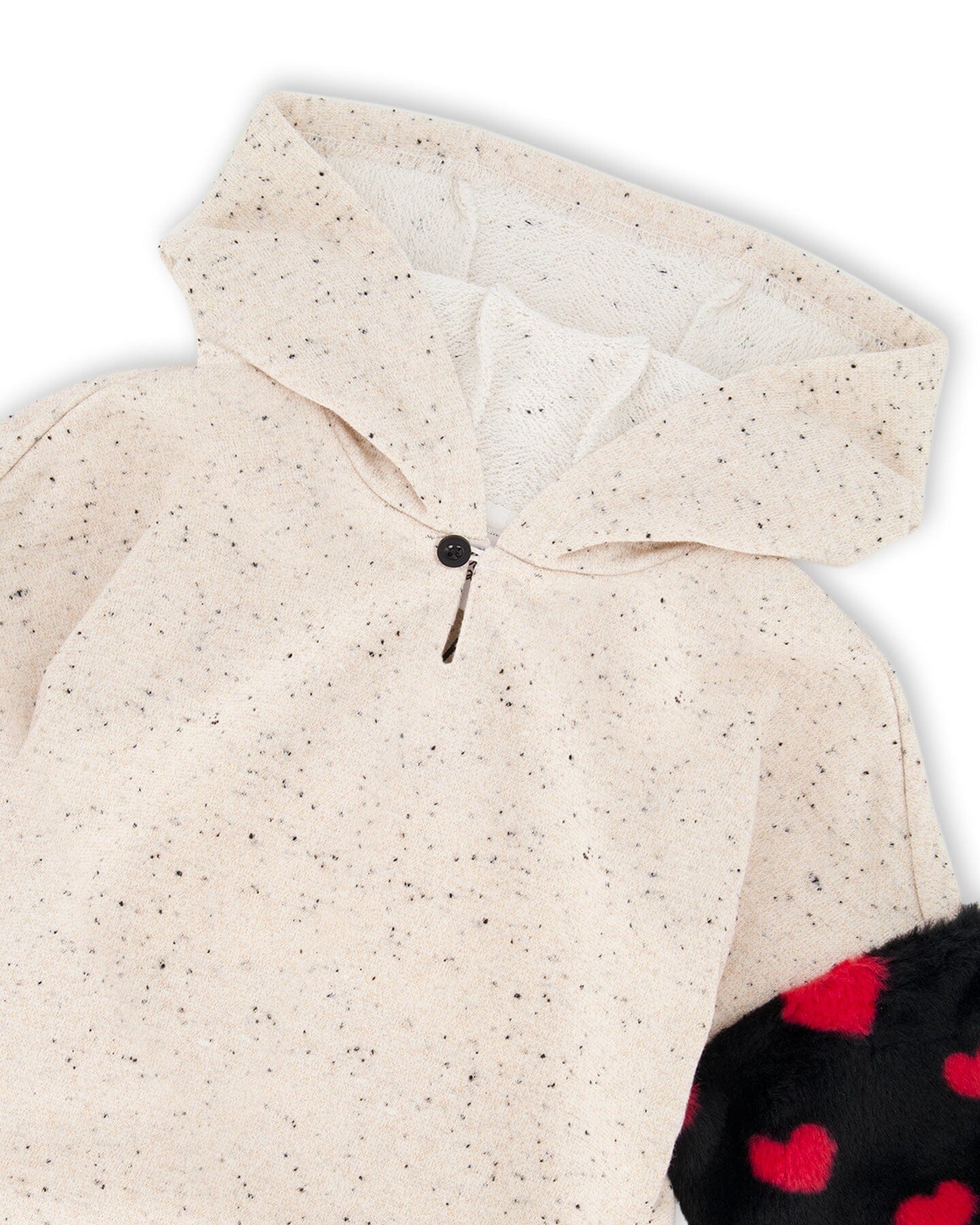 Hooded Glittering French Terry Dress Beige With Heart Bag - Image 4