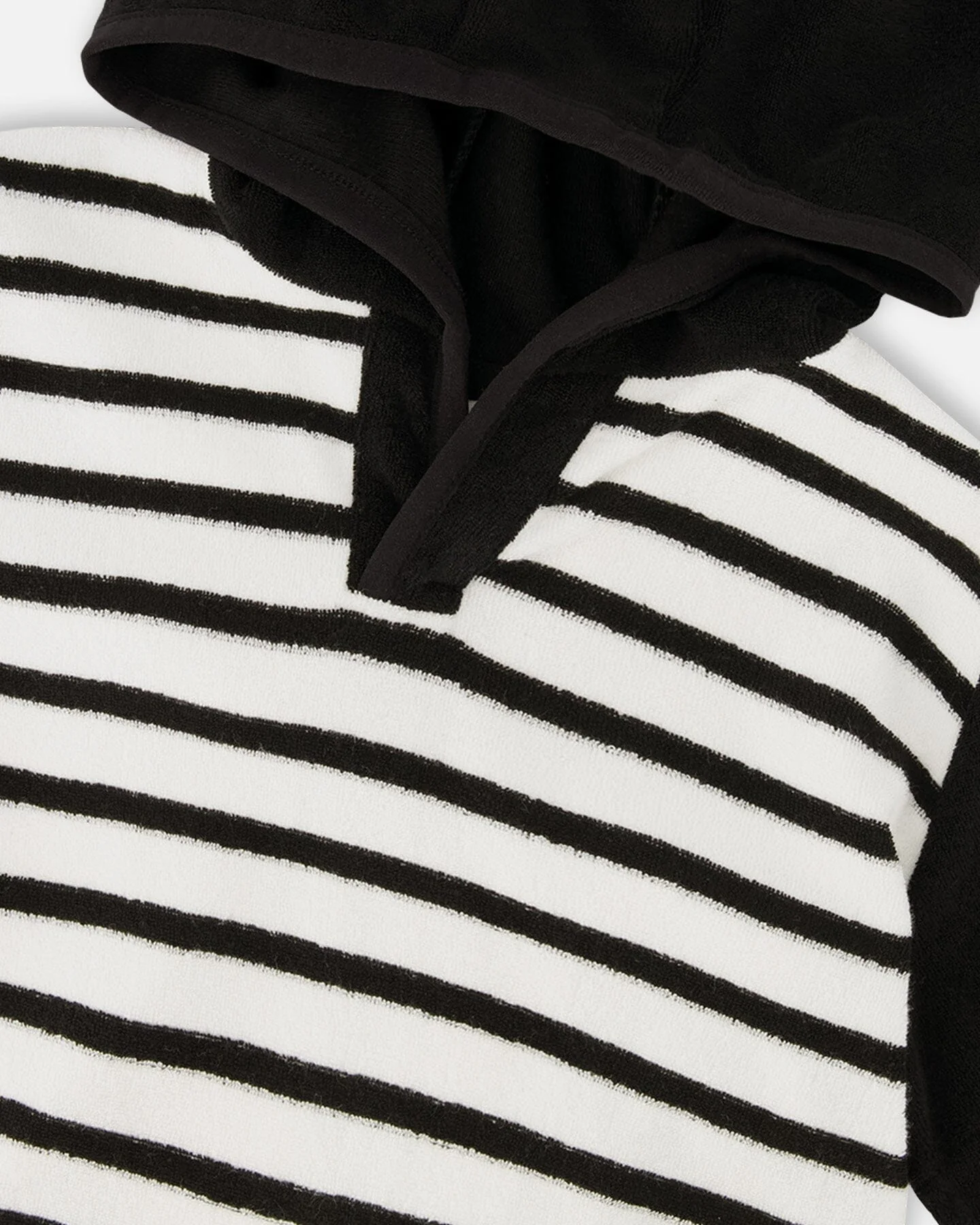 Hooded Terry T-Shirt With Shorts Set Black And White Stripes - Image 5