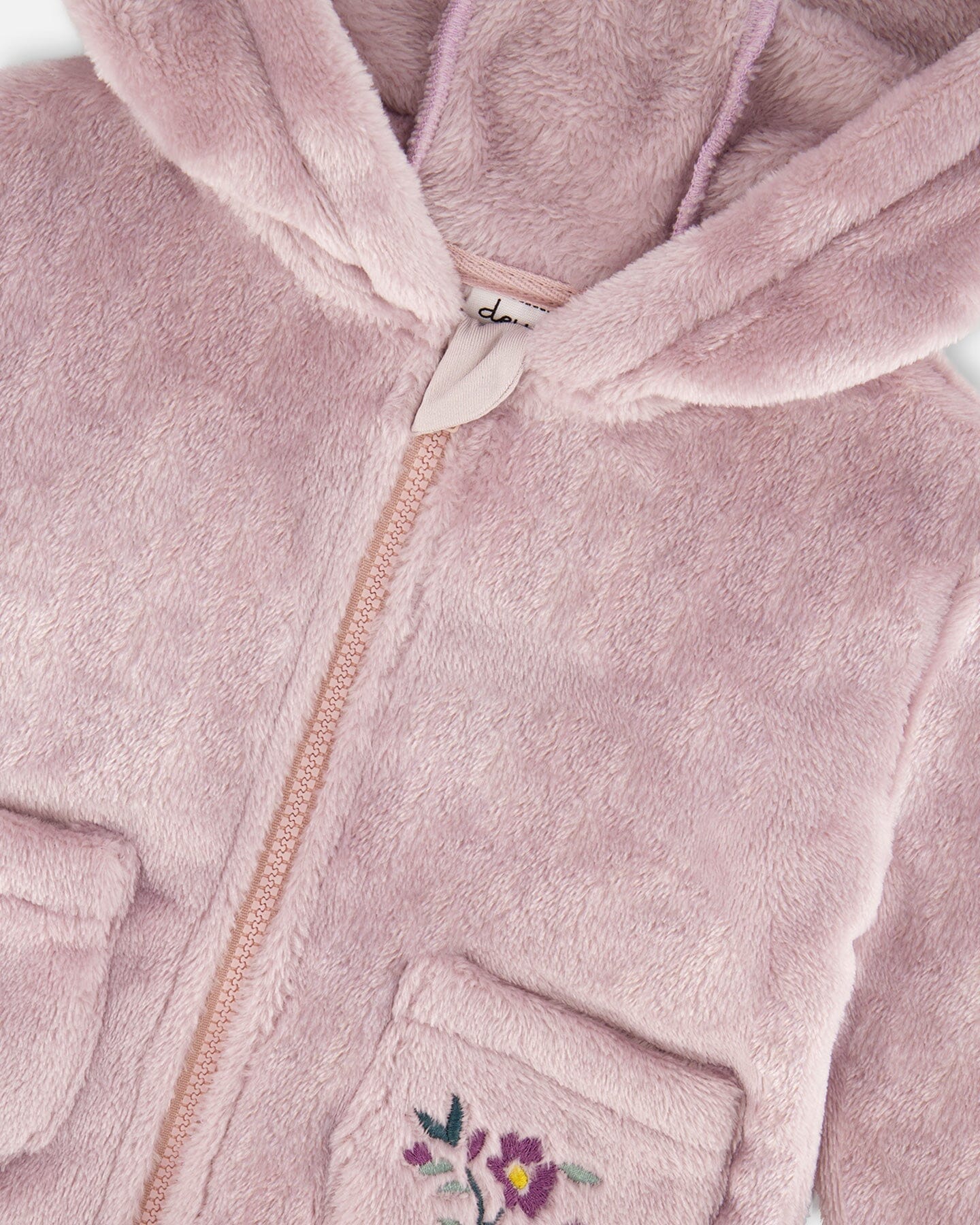 Hooded Zip Plush Jacket Neutral Purple - Image 4
