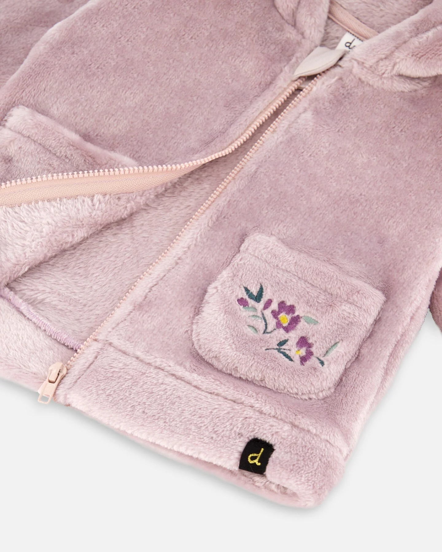 Hooded Zip Plush Jacket Neutral Purple - Image 5