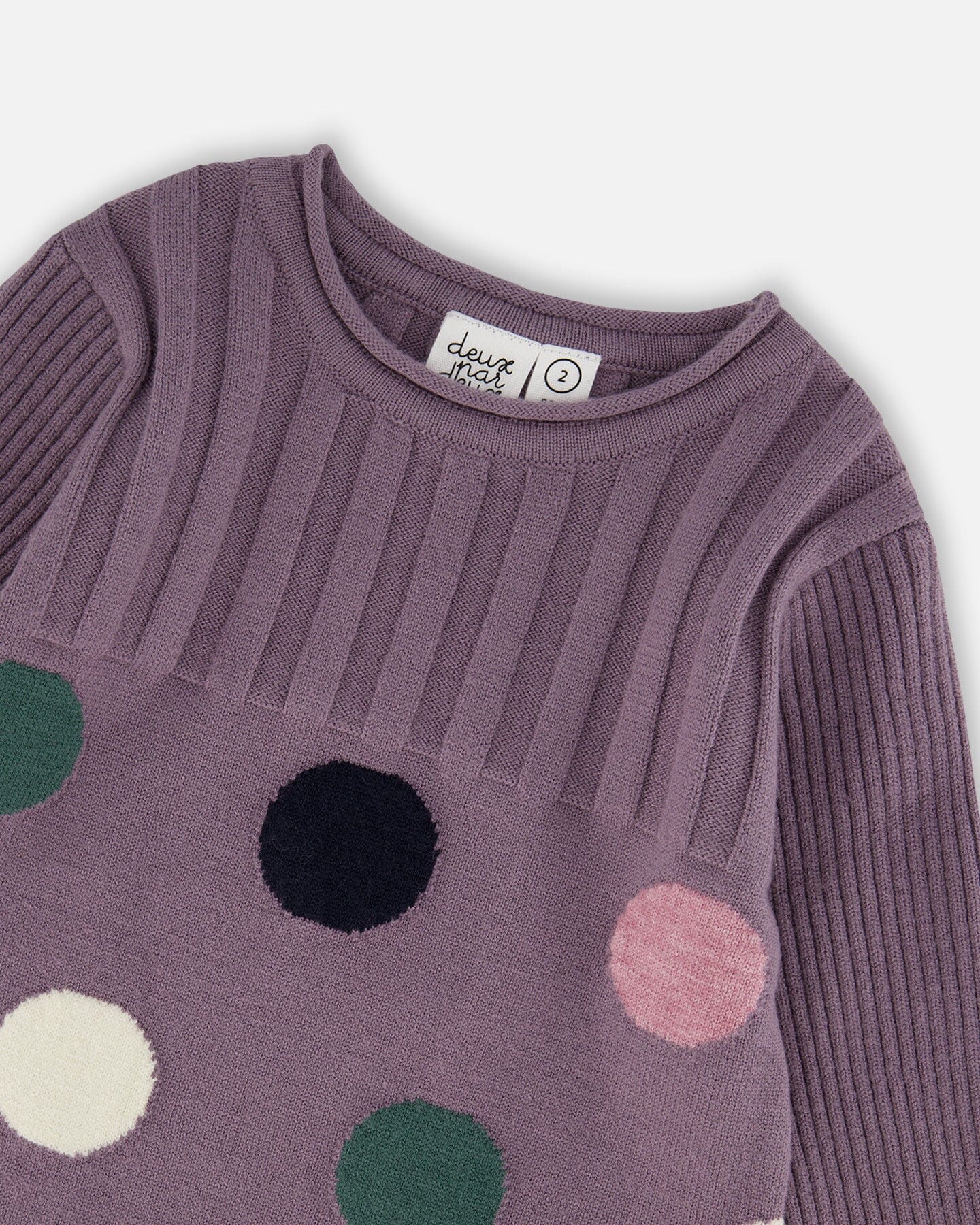 Jacquard Sweater Dress With Polka Dot Pattern Purple Gray - Image 4