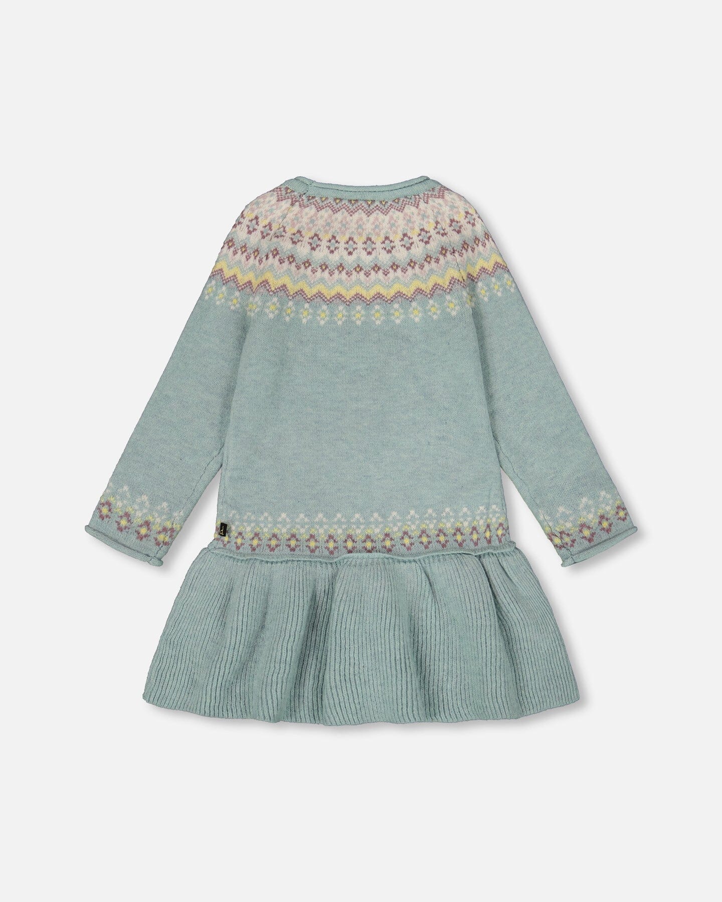 Jacquard Sweater Dress With Ribbed Skirt Jade Green - Image 3