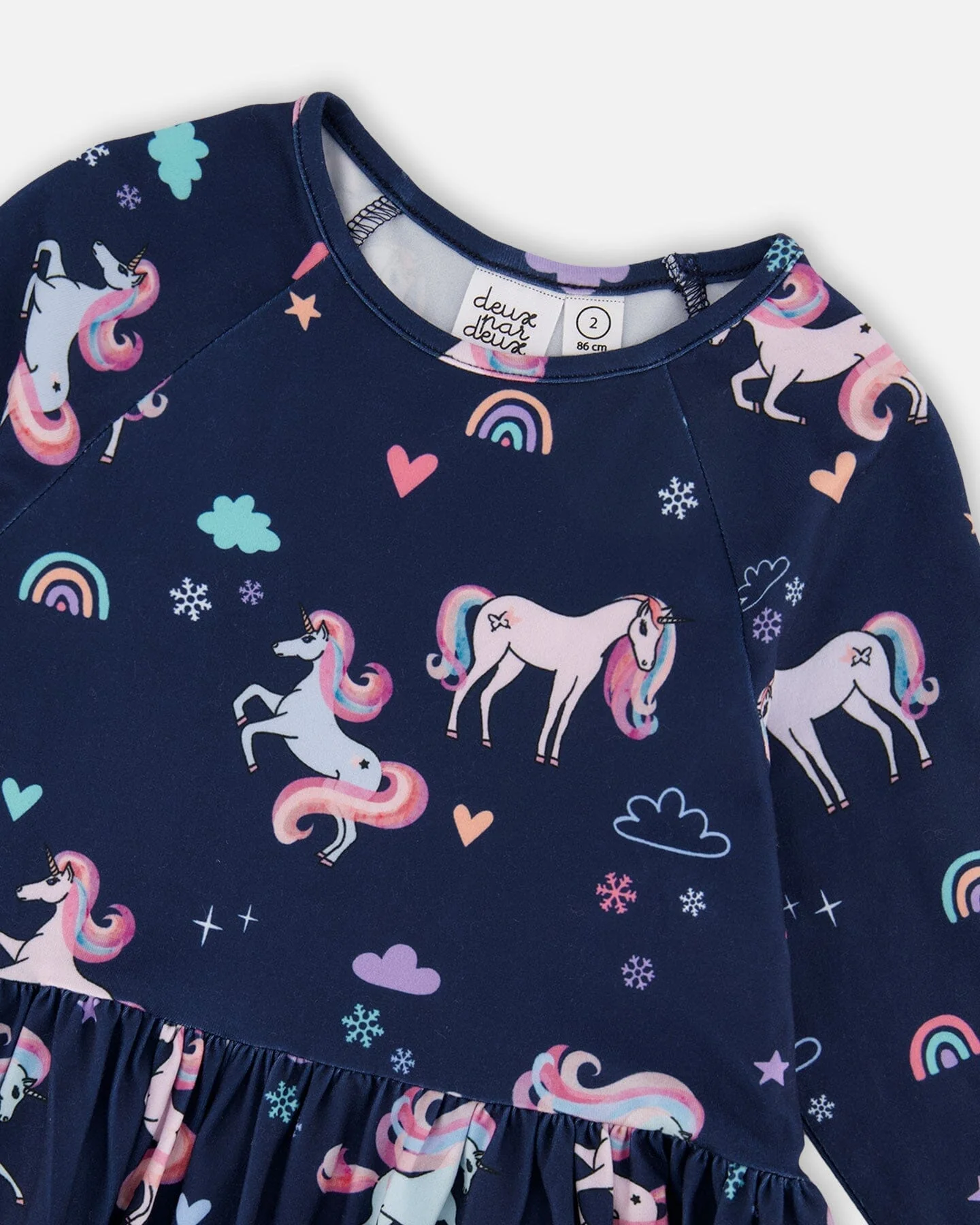 Jersey Dress With Pockets Navy Unicorn Print - Image 4