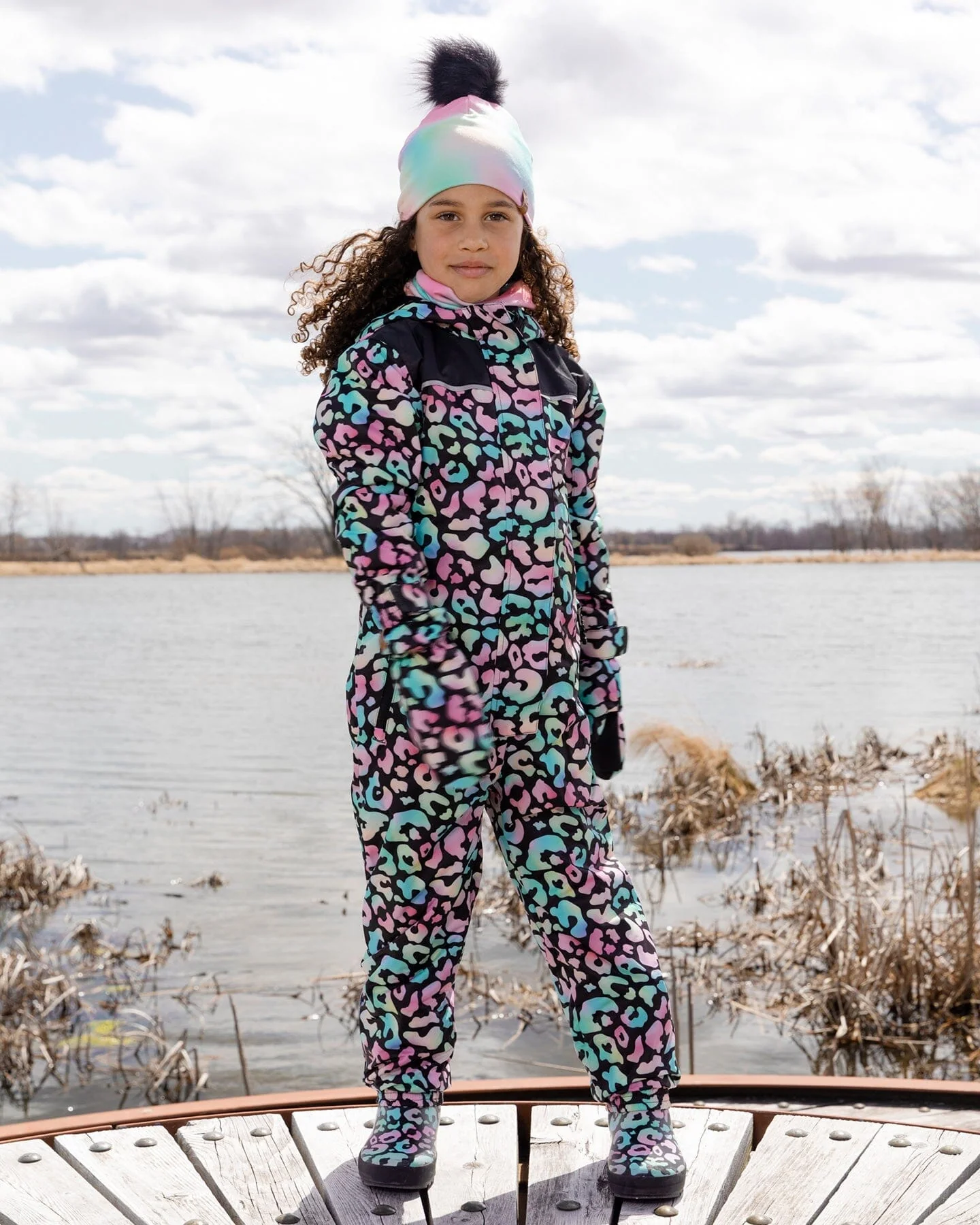 Kids Mid-Season One-Piece Outerwear Black Animal Print - Image 3