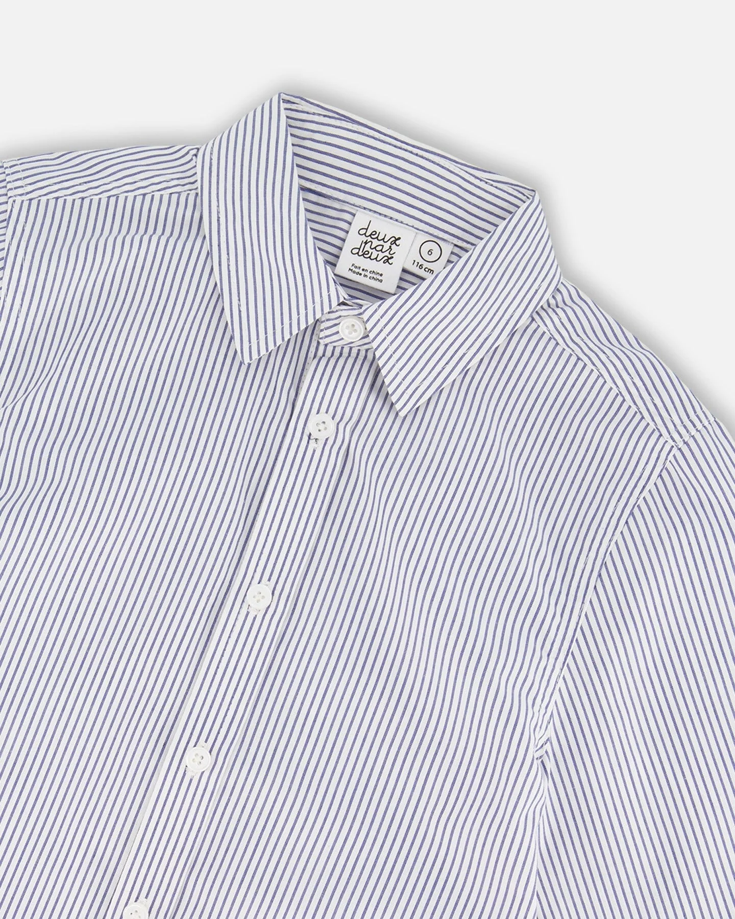 Long Sleeve Button Down Shirt Navy Blue Stripes - Image 4