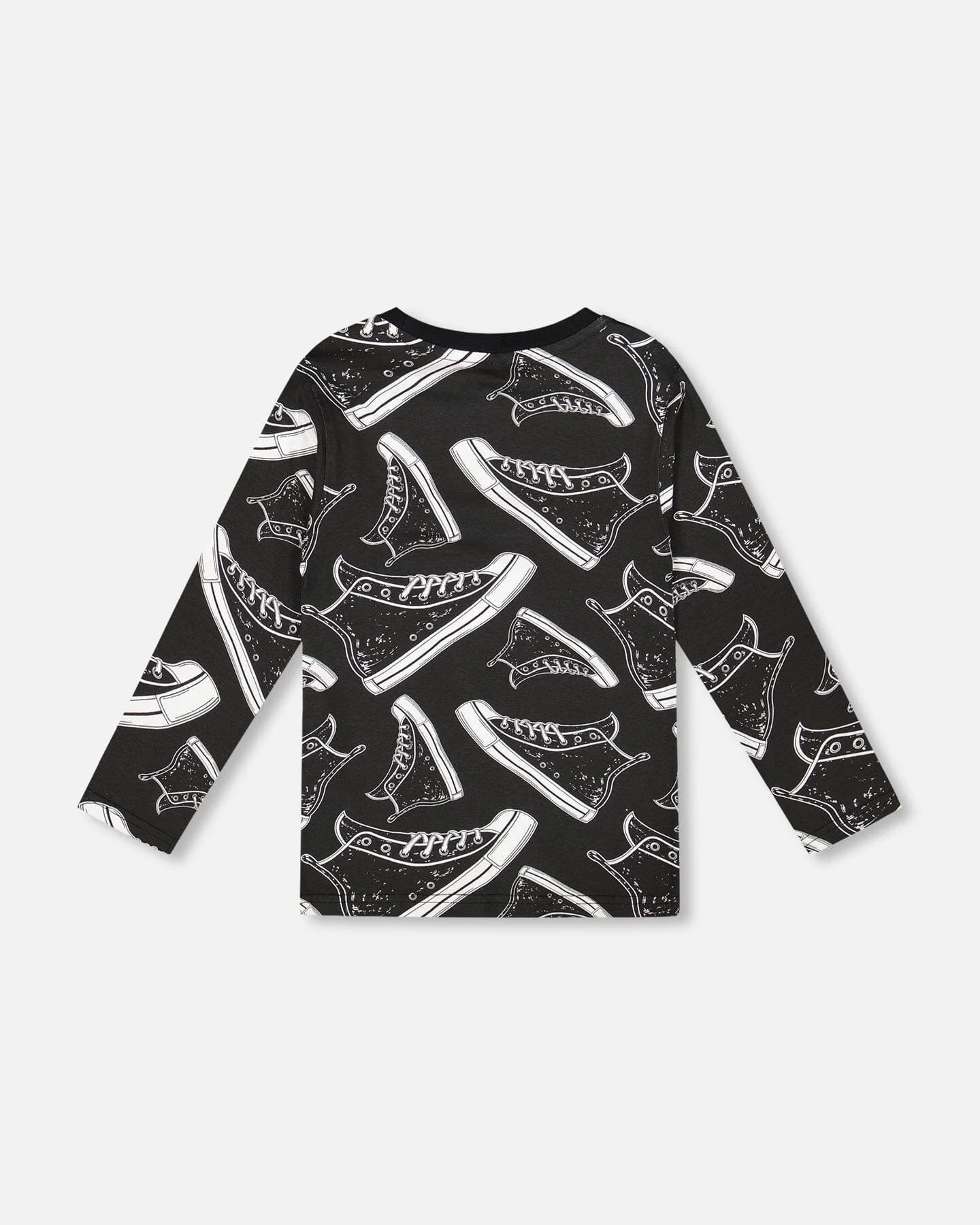 Long Sleeve Organic Cotton Allover Print Tee Black - Image 3