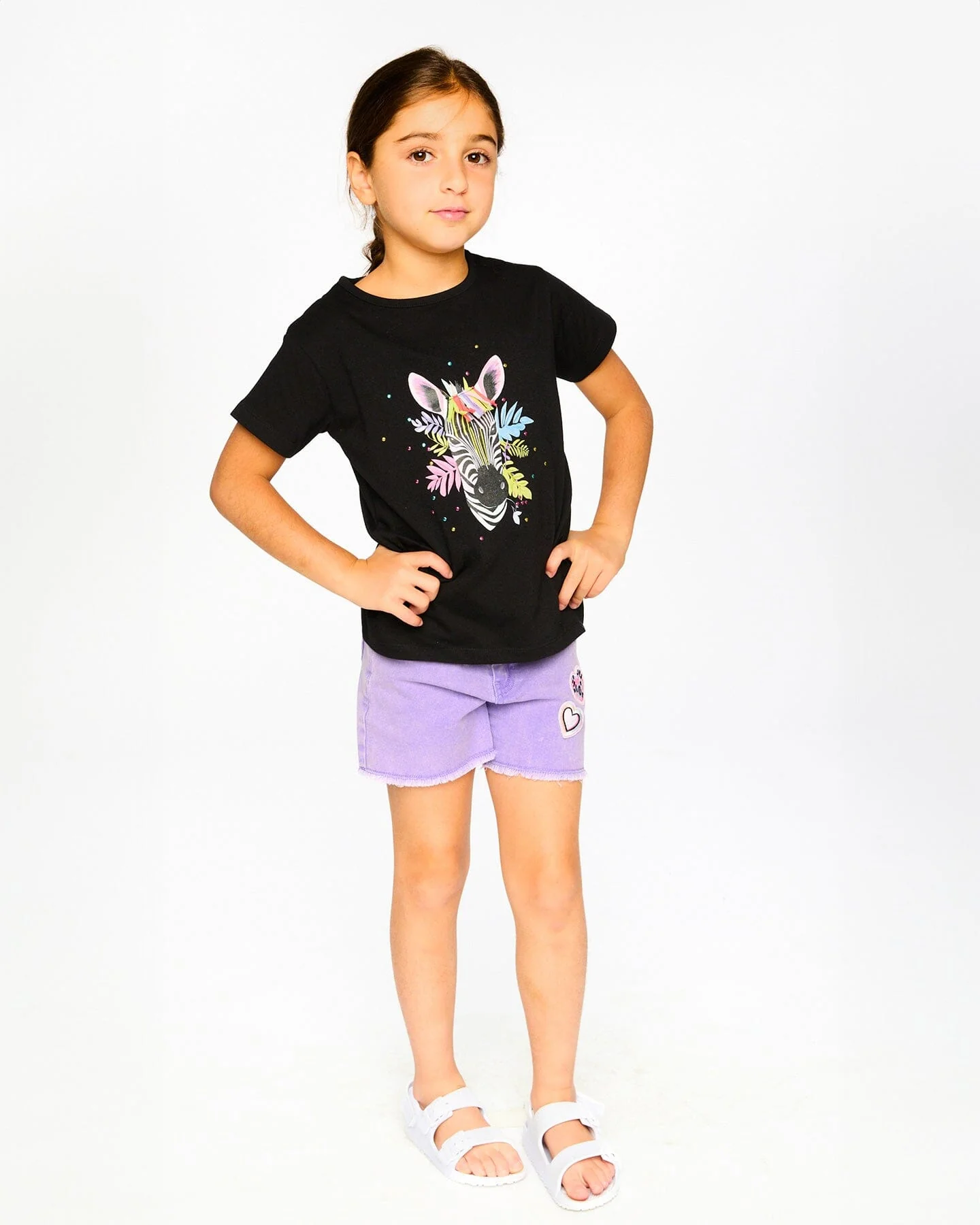 Mauve Denim Shorts With Embroidery - Image 3