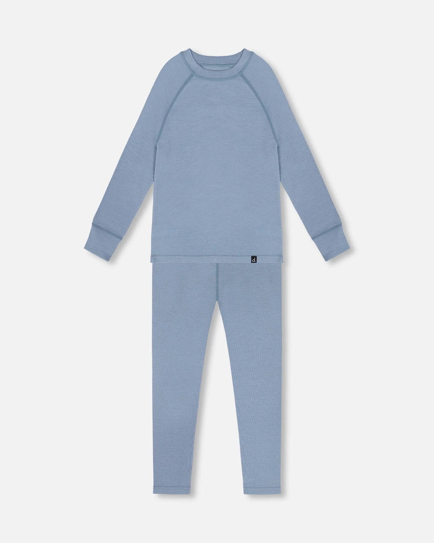 Merino Wool Base Layer Set Blue Gray