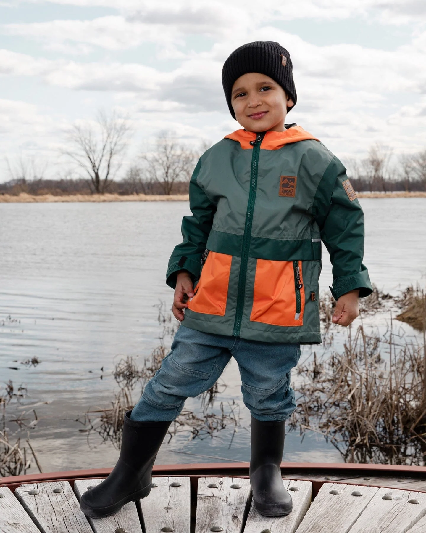 Mid-Season Jacket Dark Green And Orange - Image 2