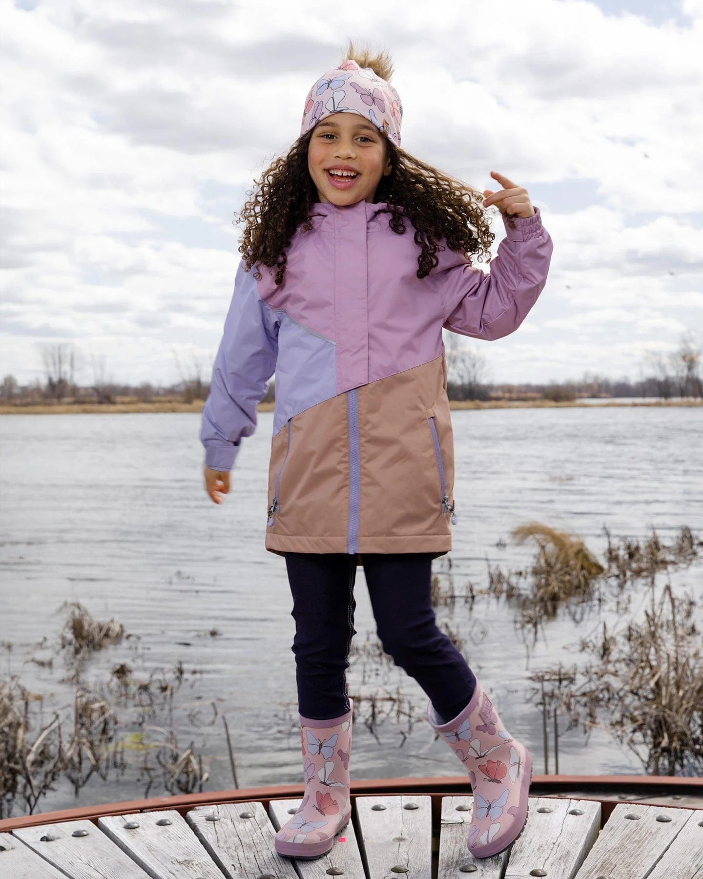 Mid-Season Jacket In Recycled Polyester Mauve, Lilac And Beige - Image 3