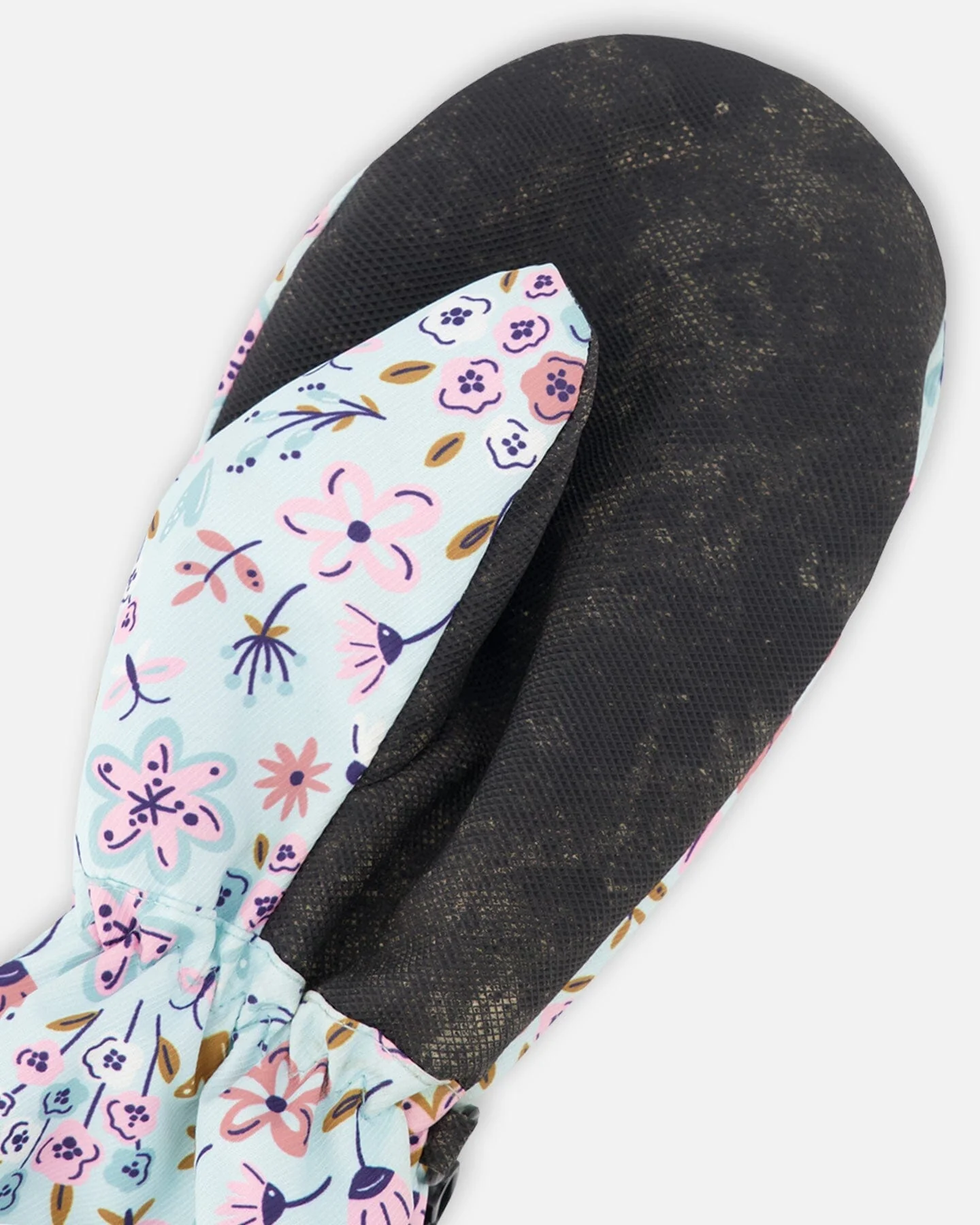 Mid-Season Mittens In Recycled Polyester Blue Mini Flower Print - Image 3