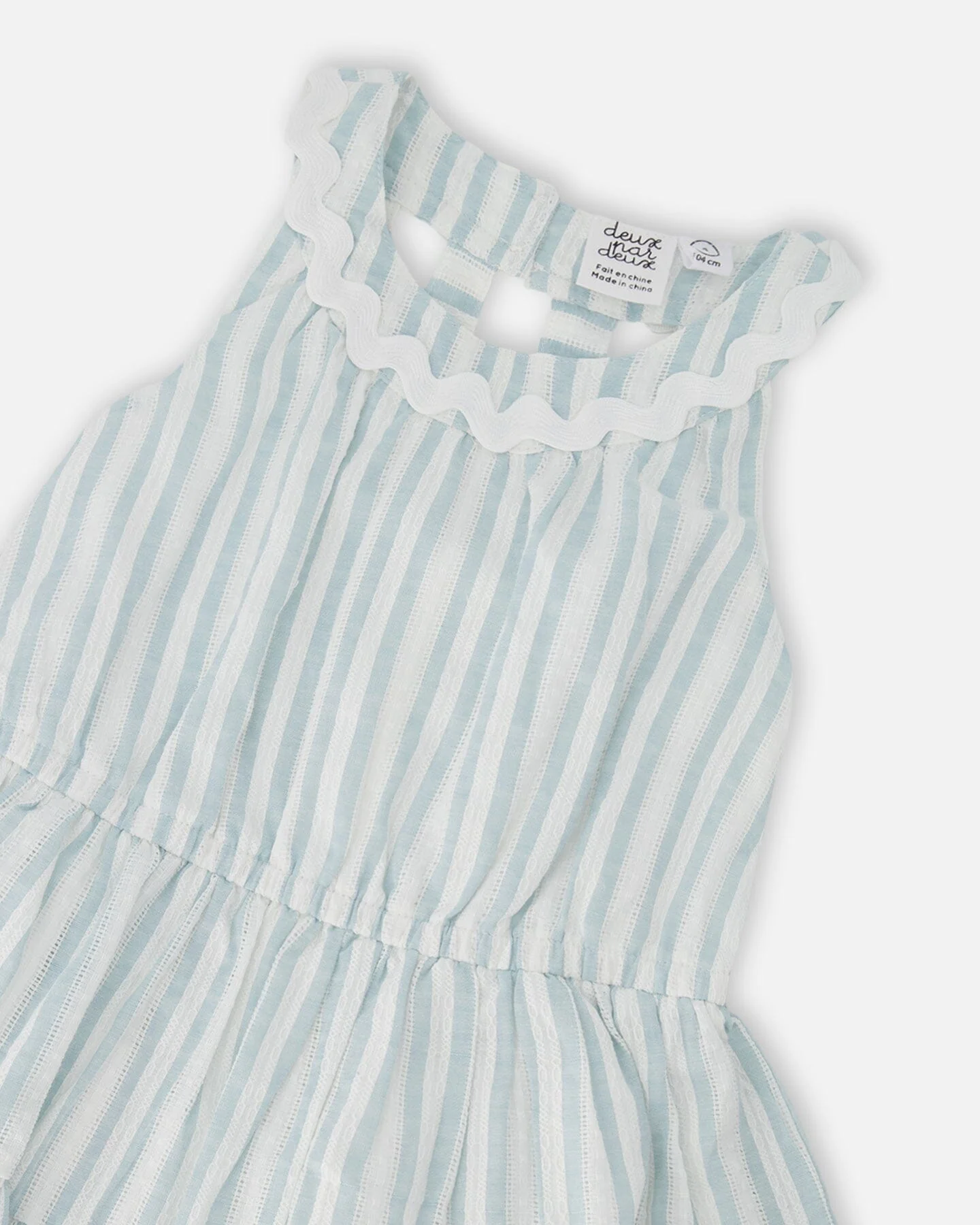 Multi-Tiered Dress White And Blue Stripes - Image 4