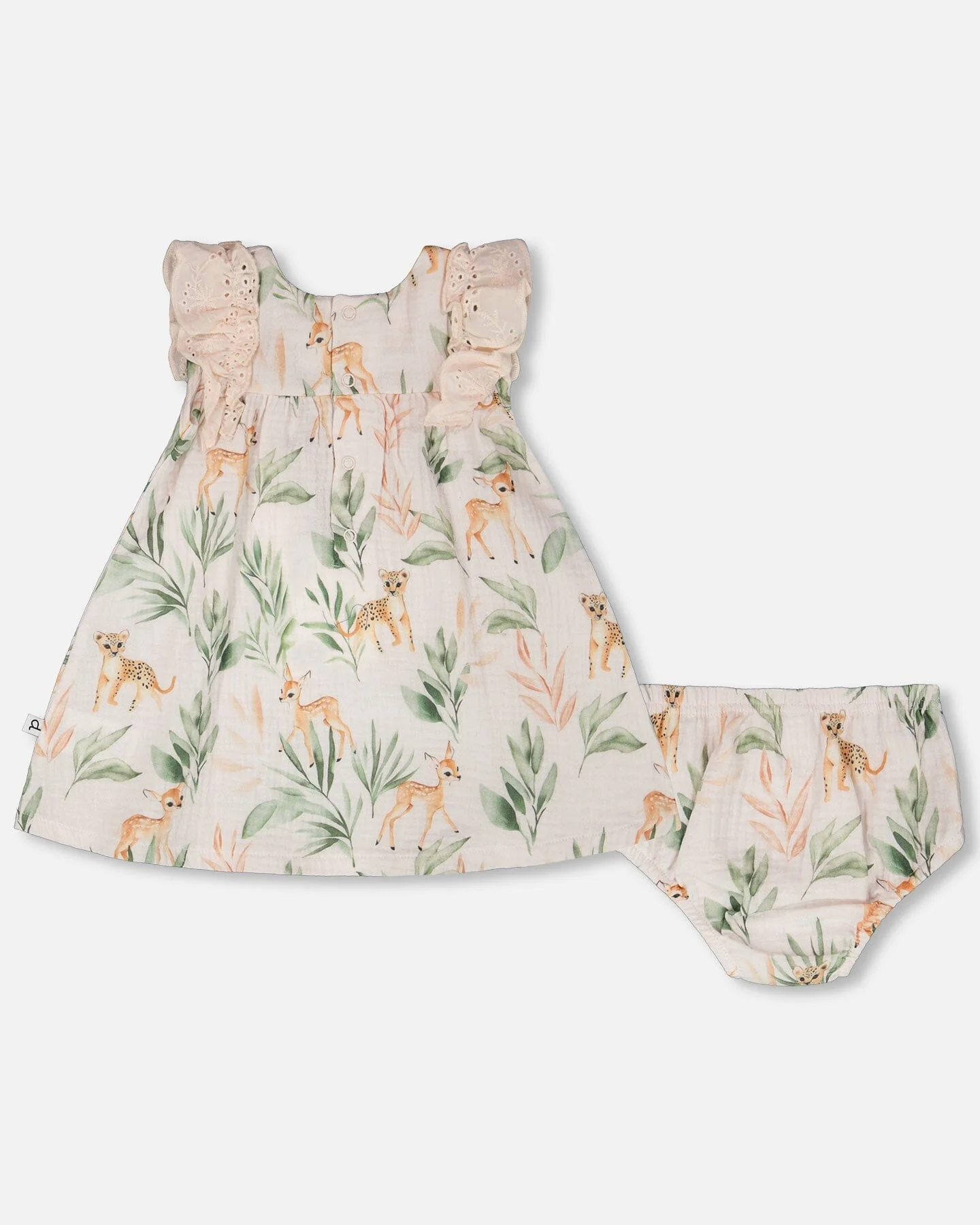 Muslin Dress And Bloomer Set Peach Deer Print - Image 4
