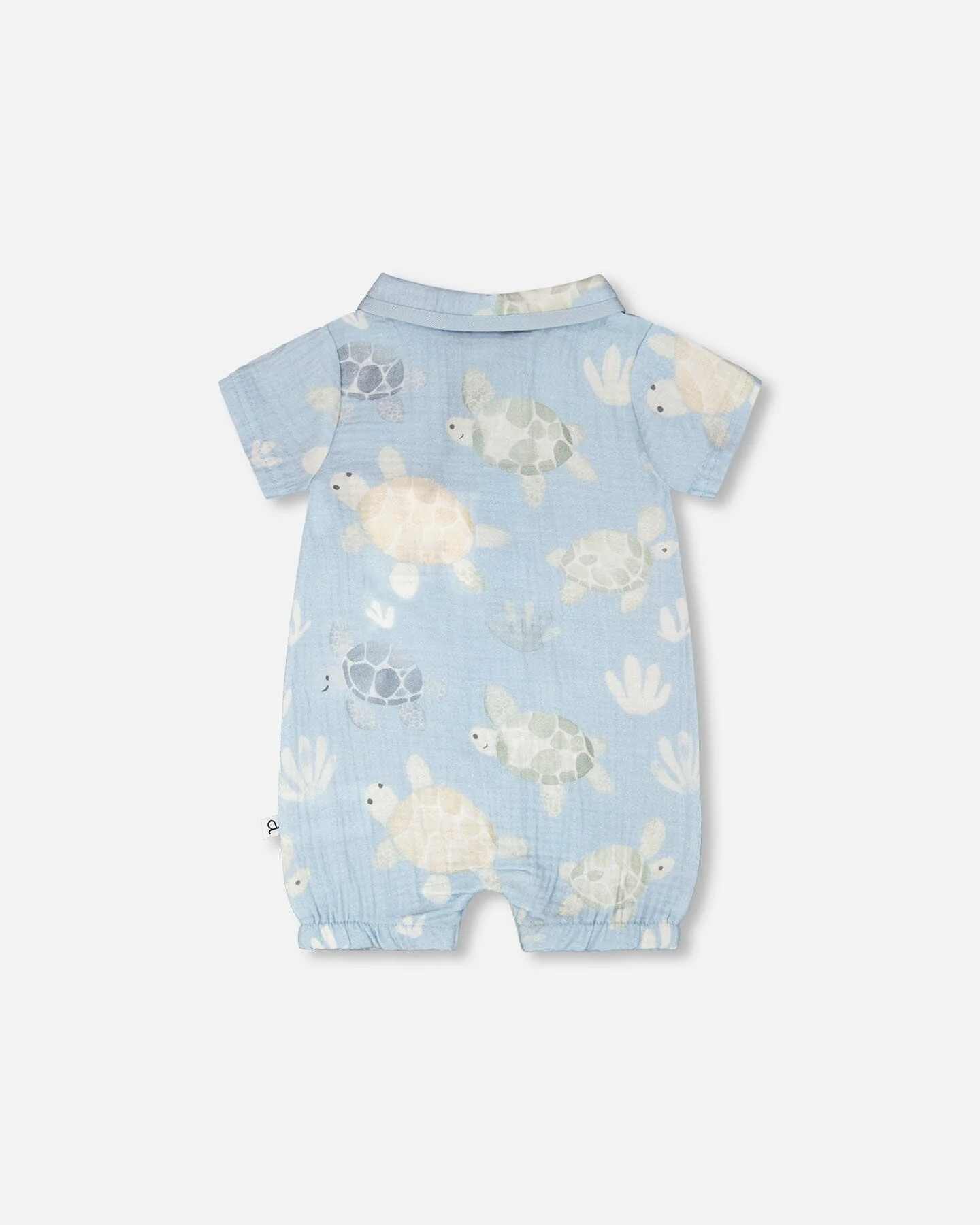 Muslin Romper Blue Turtle Print - Image 4