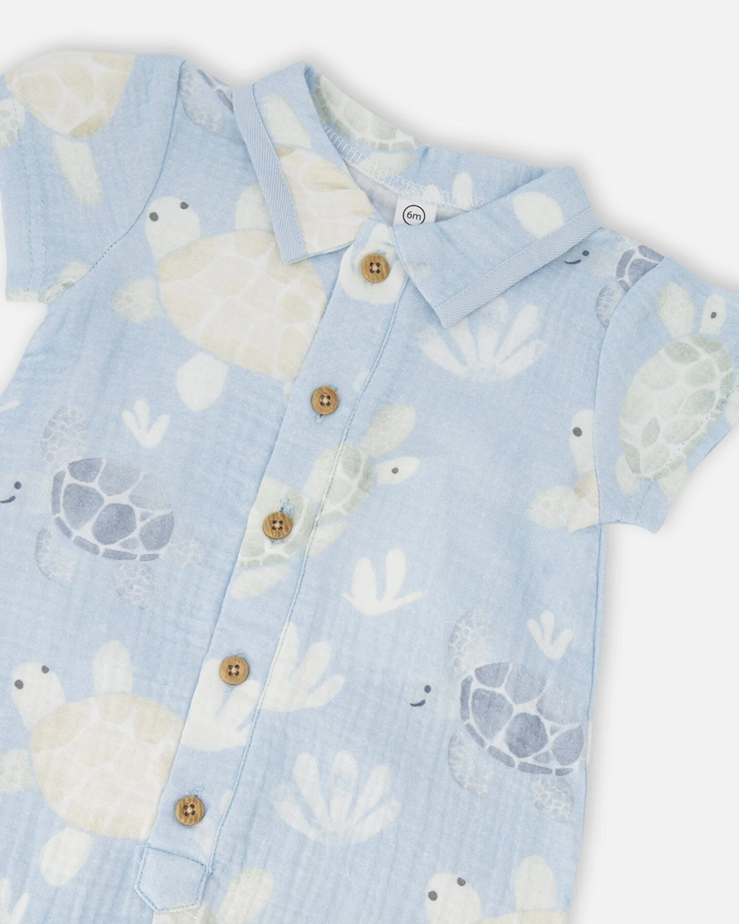 Muslin Romper Blue Turtle Print - Image 5