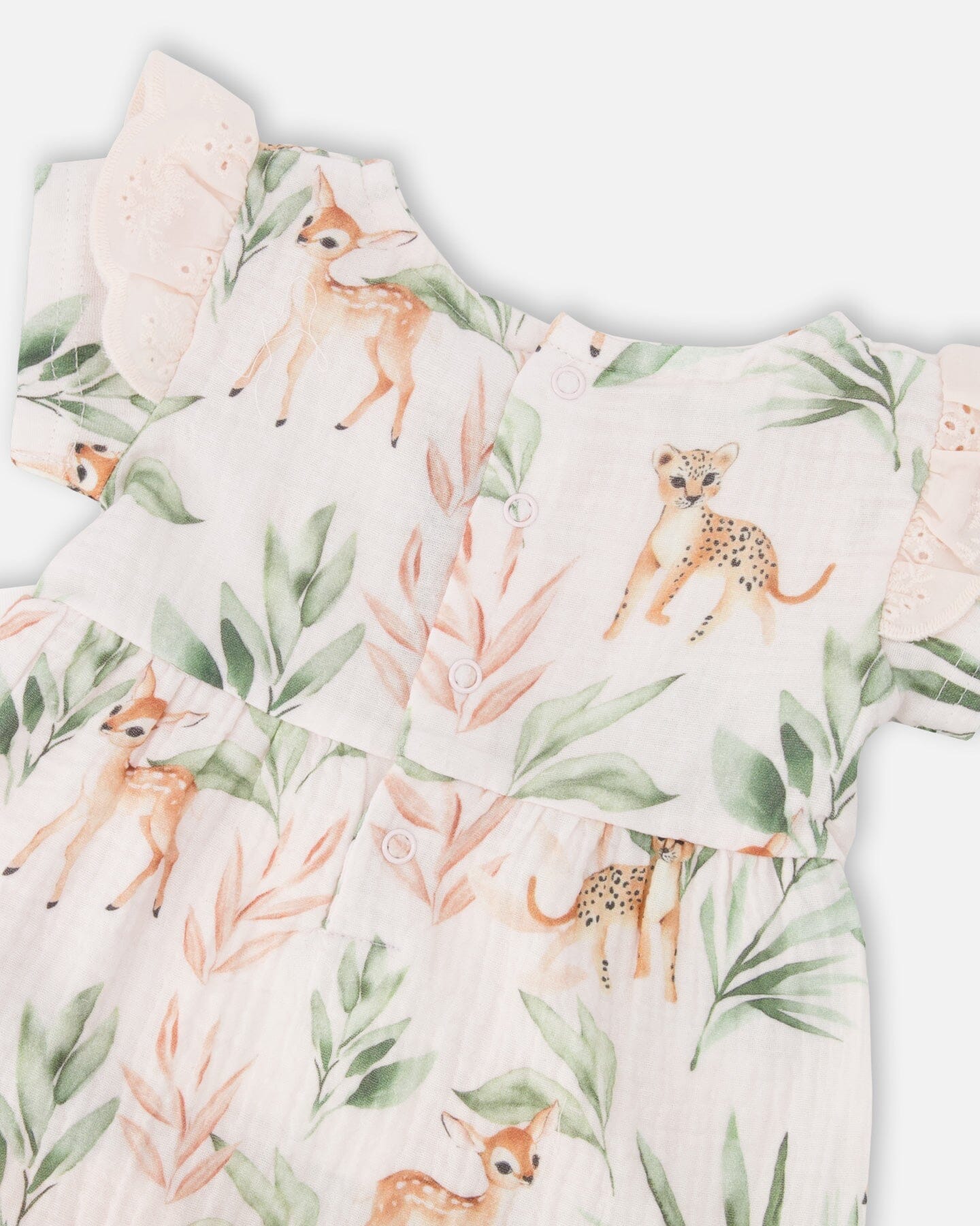 Muslin Tunic And Pointelle Leggings Set Peach Deer Print & Green - Image 4