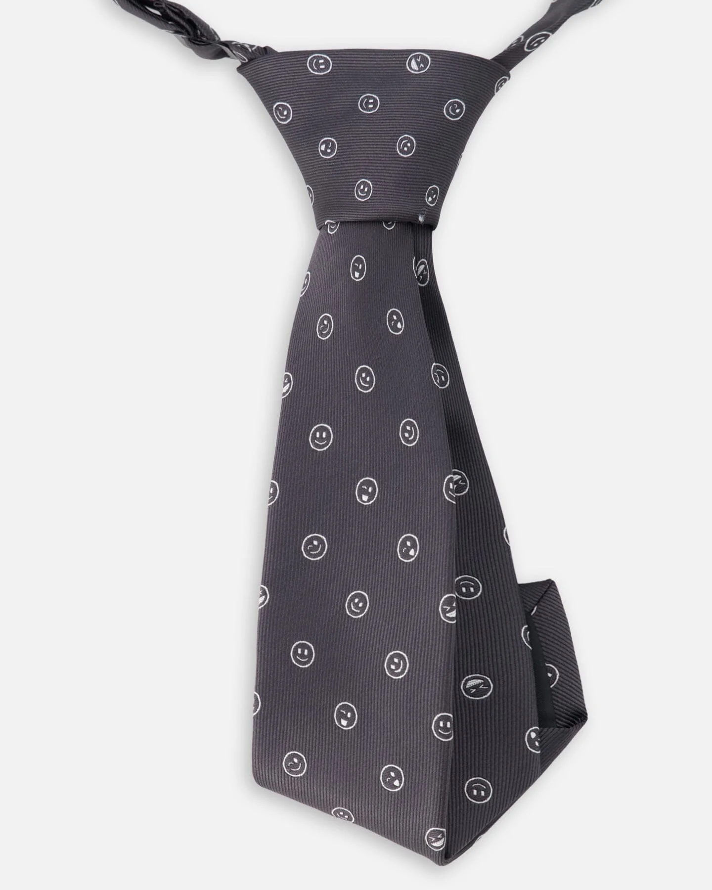 Neck Tie Black Printed Smiles - Image 3