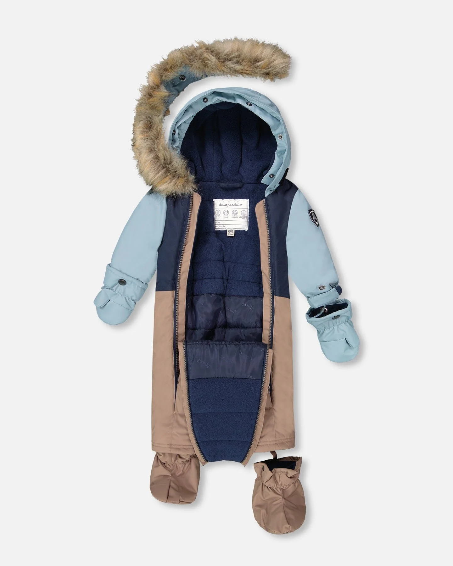 One-Piece Baby Play Snowsuit Designed For Car Seat Taupe - Image 3