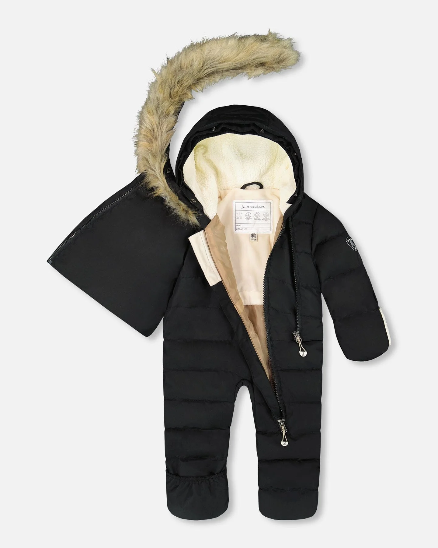 One-Piece Baby Snug Snowsuit Designed For Car Seat Black - Image 2