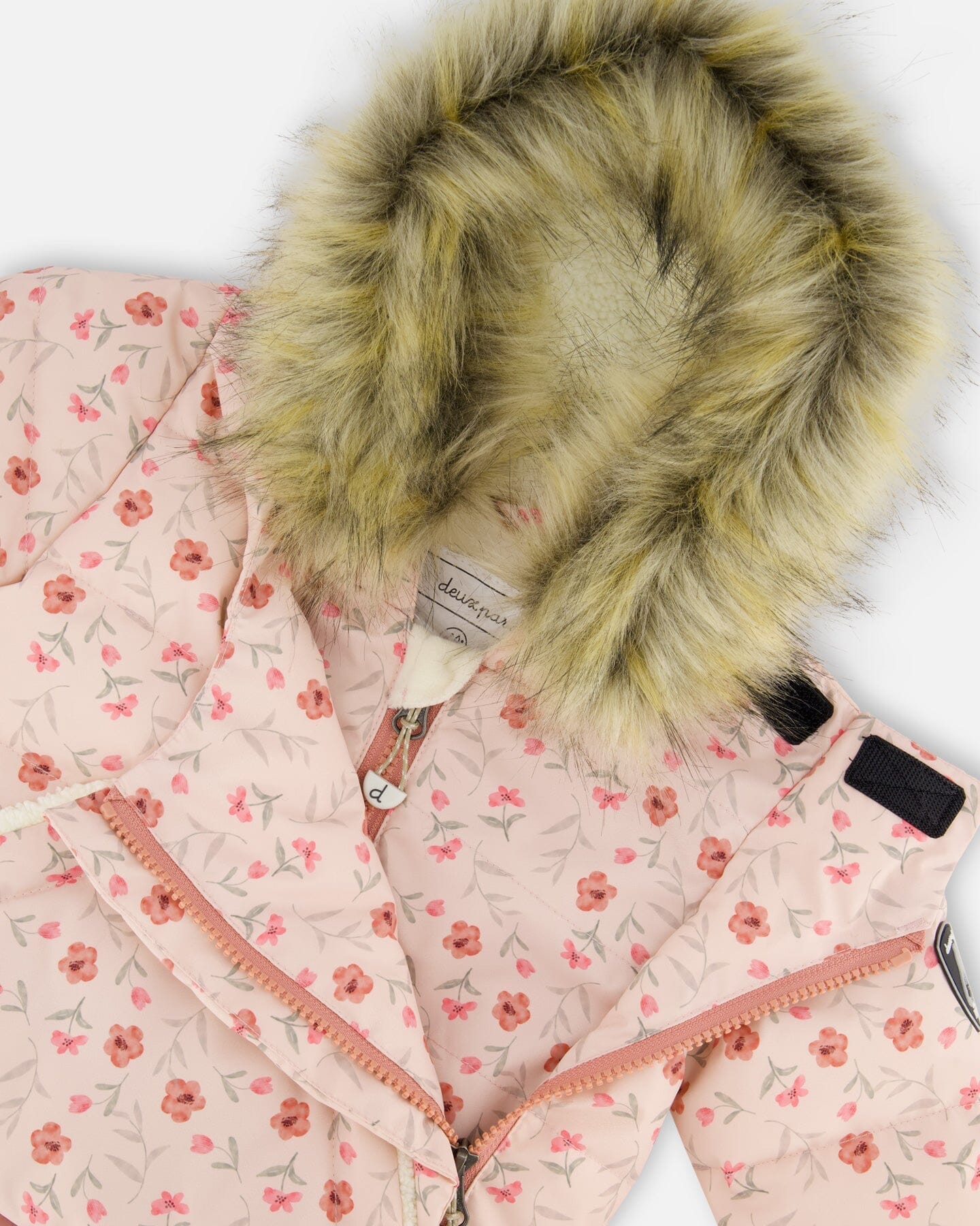 One-Piece Baby Snug Snowsuit Designed For Car Seat Pink Mini Flowers - Image 5
