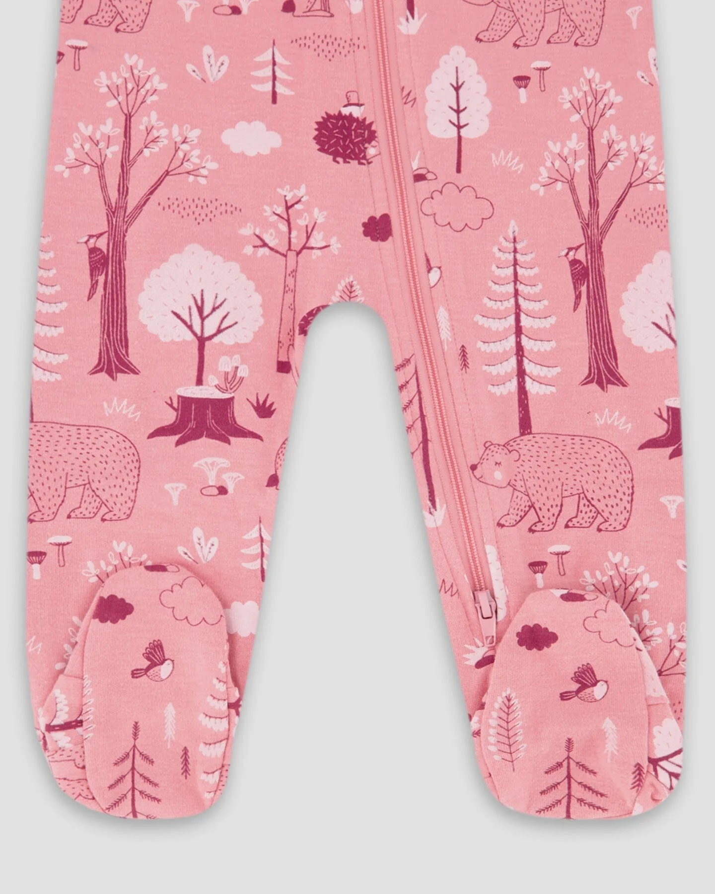 One-Piece Organic Cotton Pajama Pink Forest - Image 3