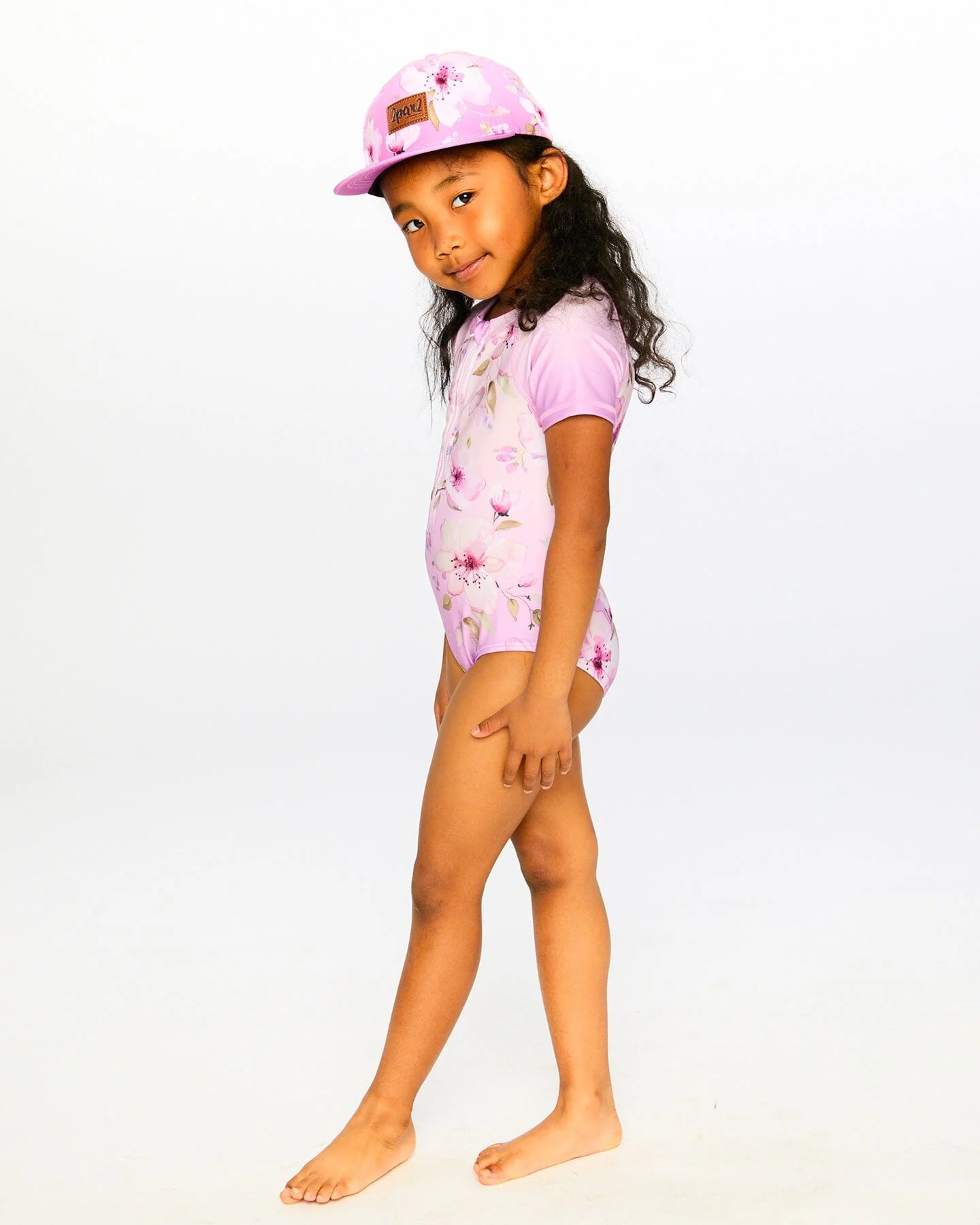 One-Piece Swimsuit Purple Flower Print - Image 4