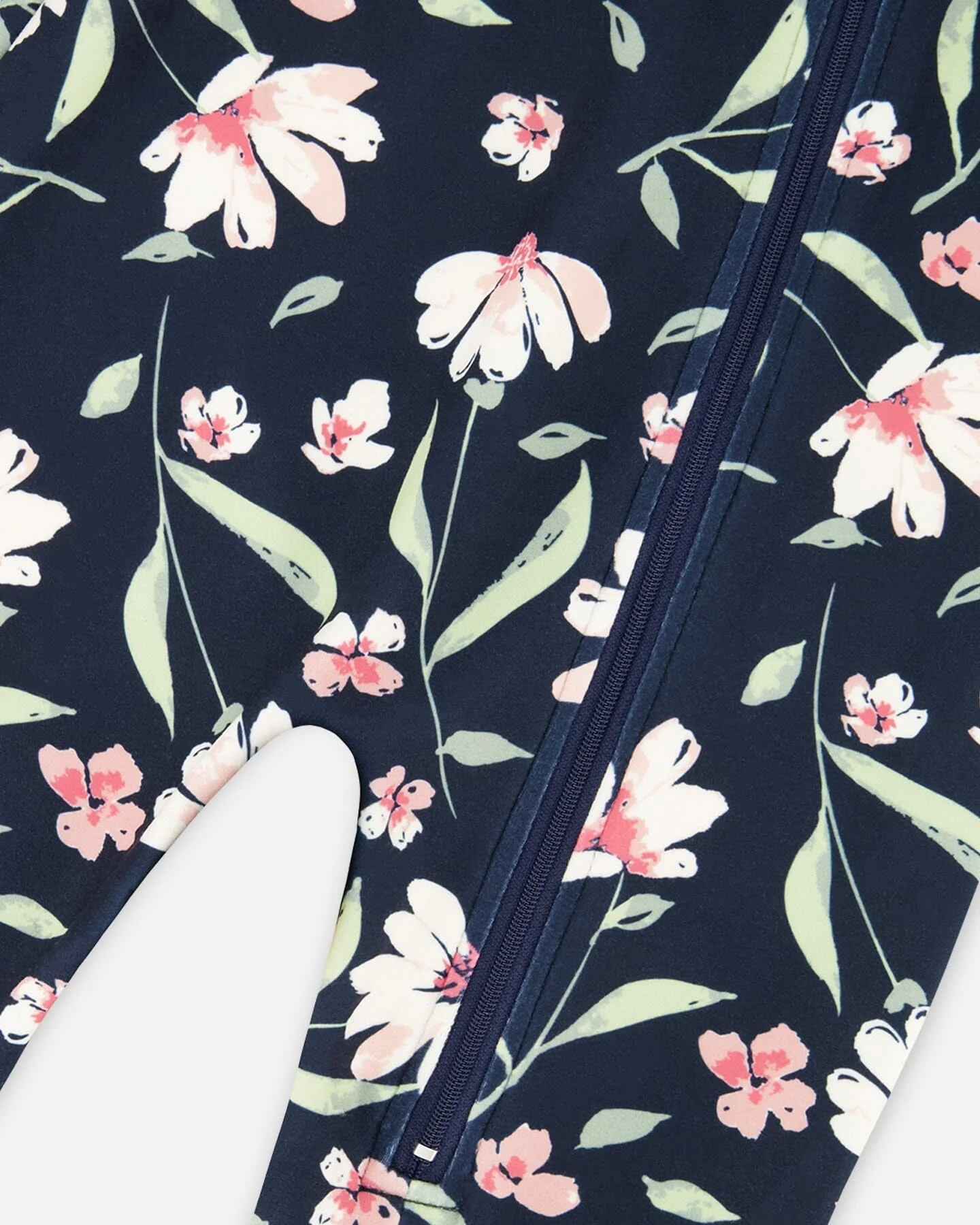 One-Piece Thermal Underwear Navy Flower Print - Image 4