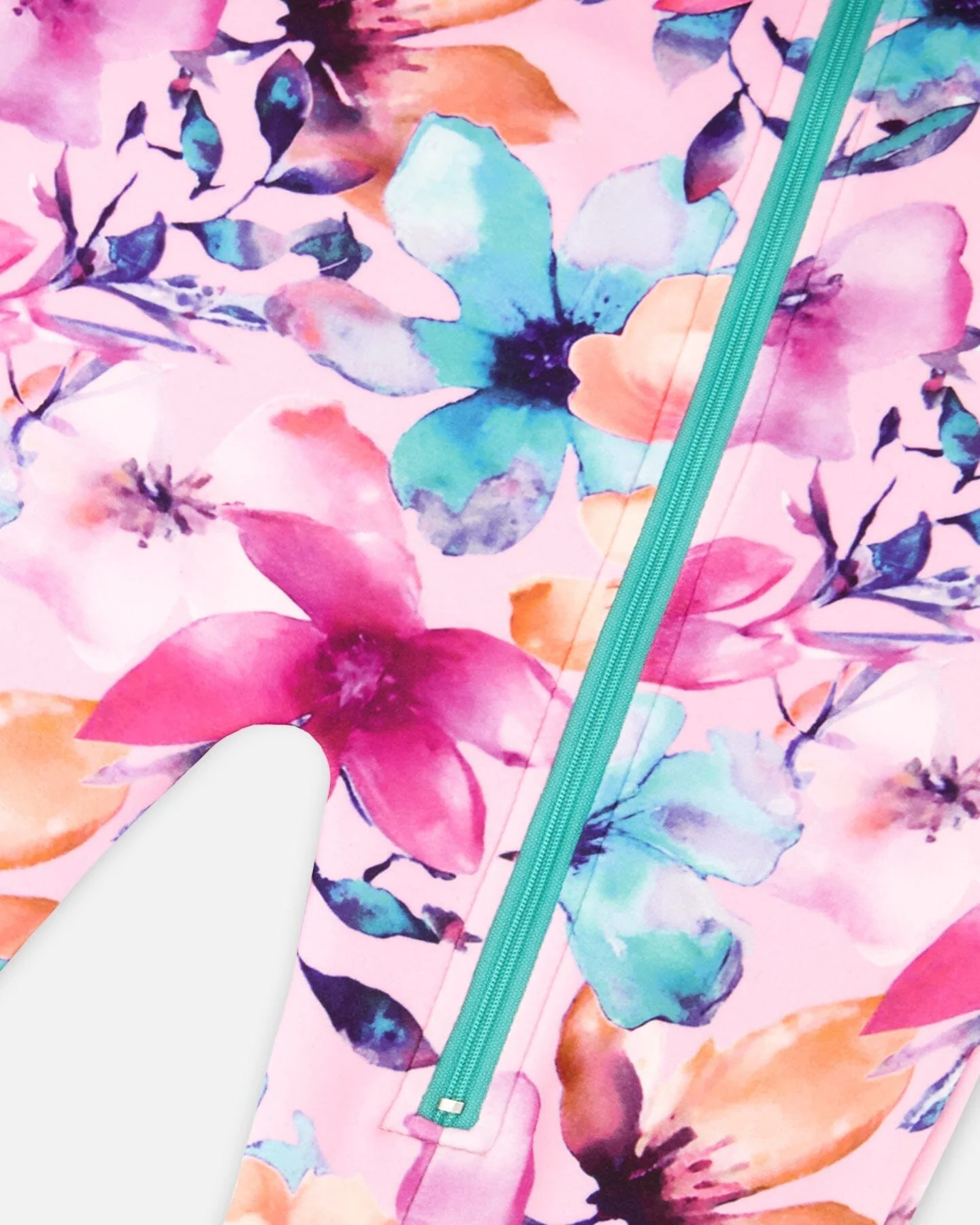 One-Piece Thermal Underwear Pink Watercolor Flower Print - Image 4