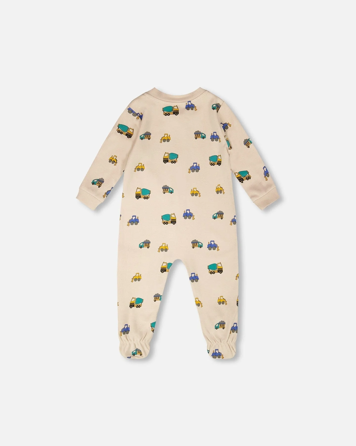 Organic Cotton Baby One-Piece Pyjama Beige Truck Print - Image 2