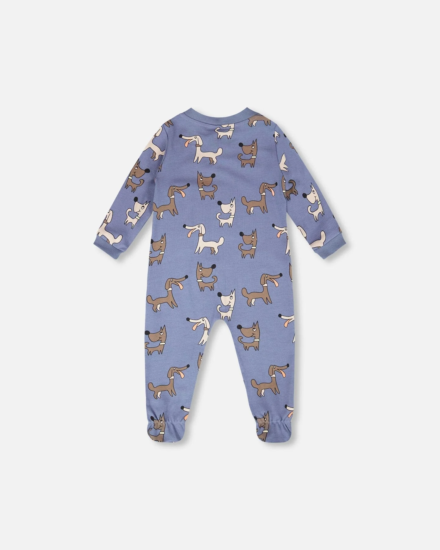 Organic Cotton Baby One-Piece Pyjama Blue Dog Print - Image 2