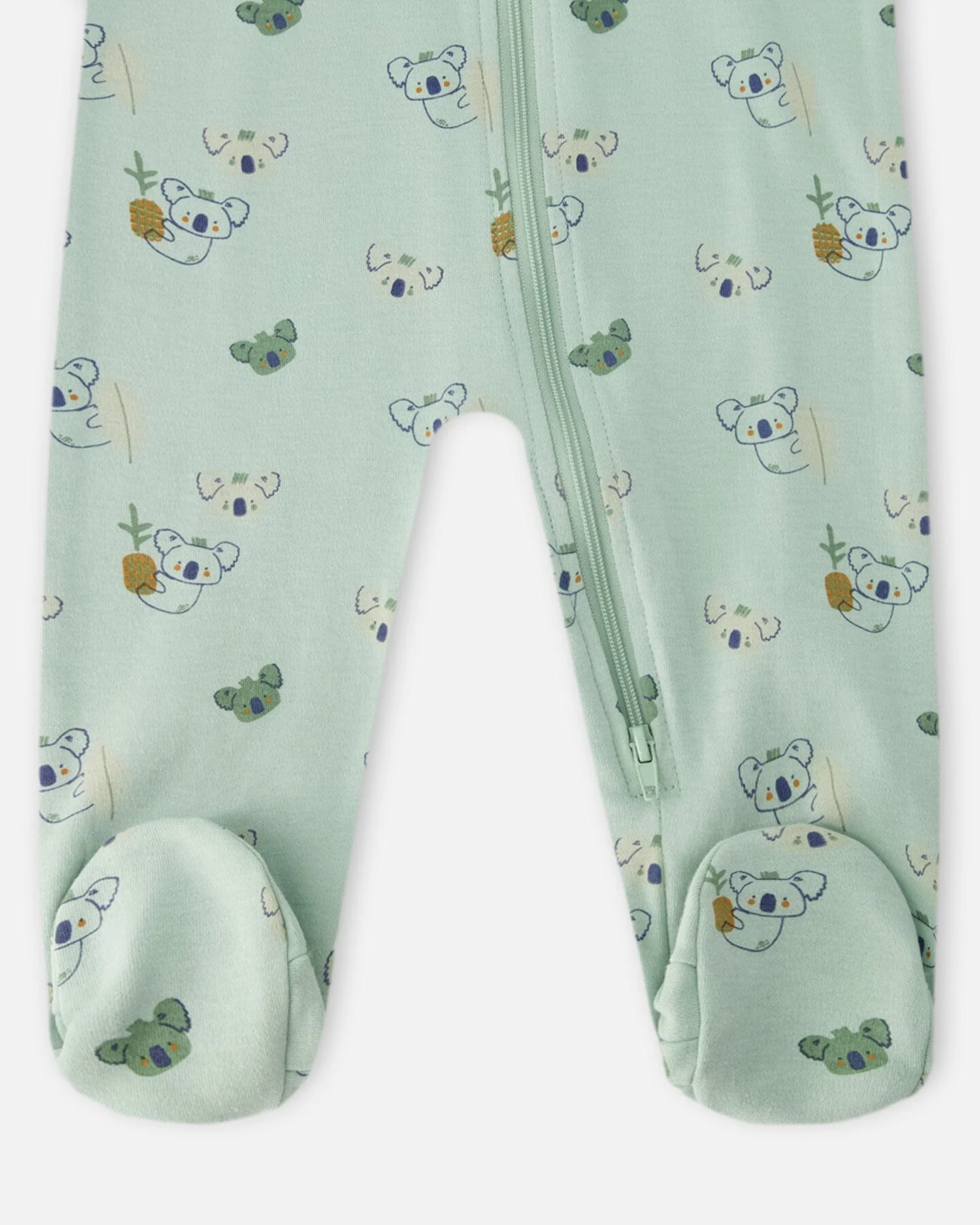 Organic Cotton Baby One-Piece Pyjama Green Koala Print - Image 3