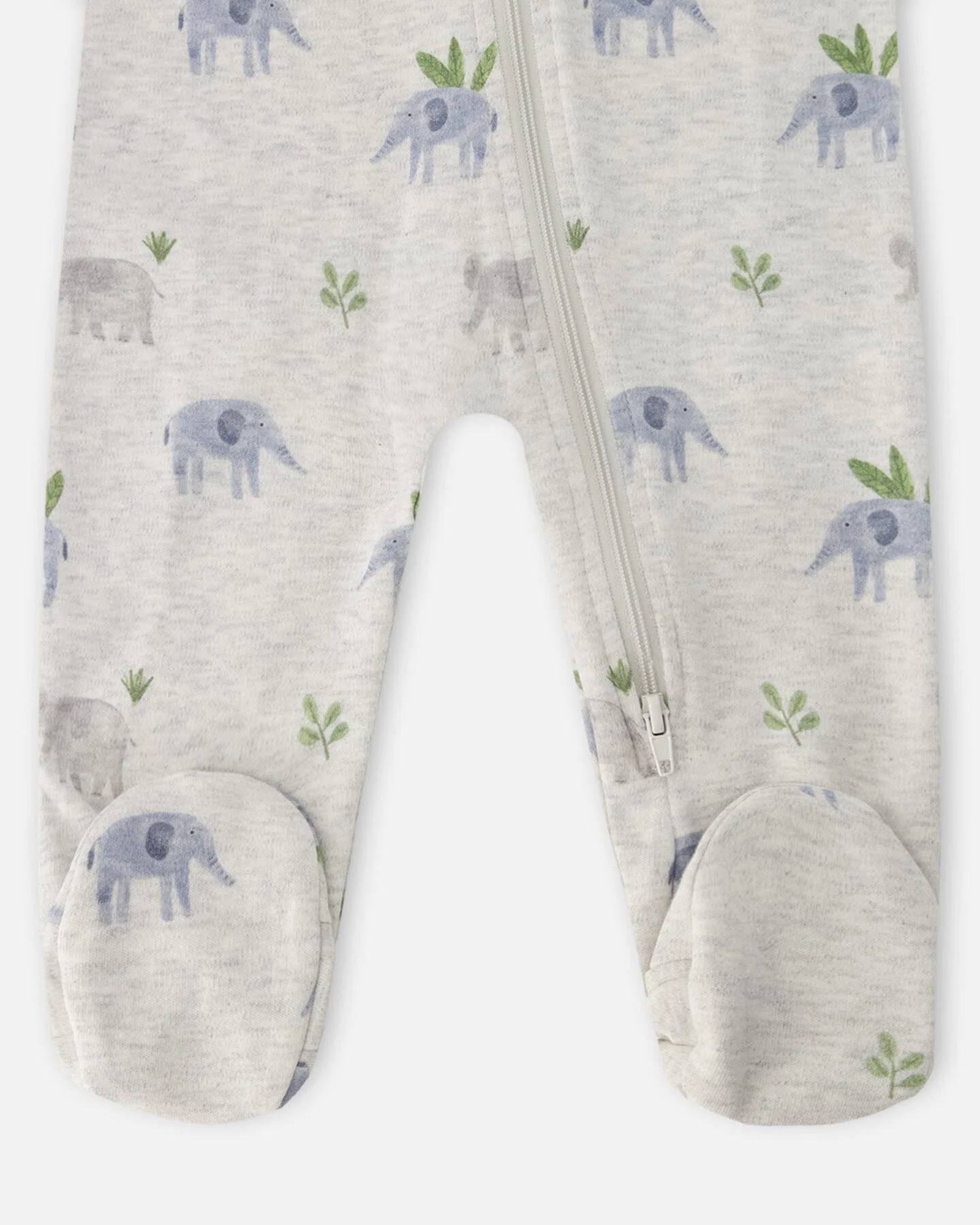 Organic Cotton Baby One-Piece Pyjama Grey Elephant Print - Image 3