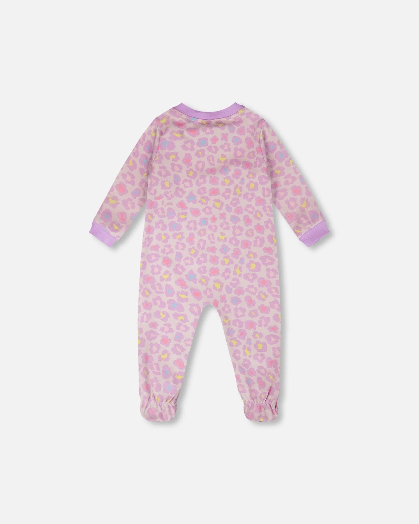 Organic Cotton Baby One-Piece Pyjama Purple Animal Print - Image 2