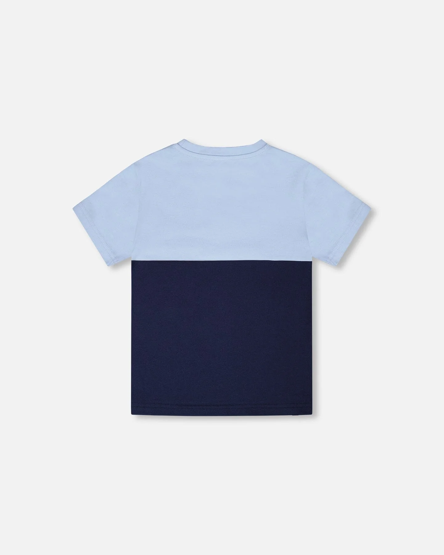 Organic Cotton Colorblock Jersey T-Shirt With Chest Pocket Dark Blue - Image 3