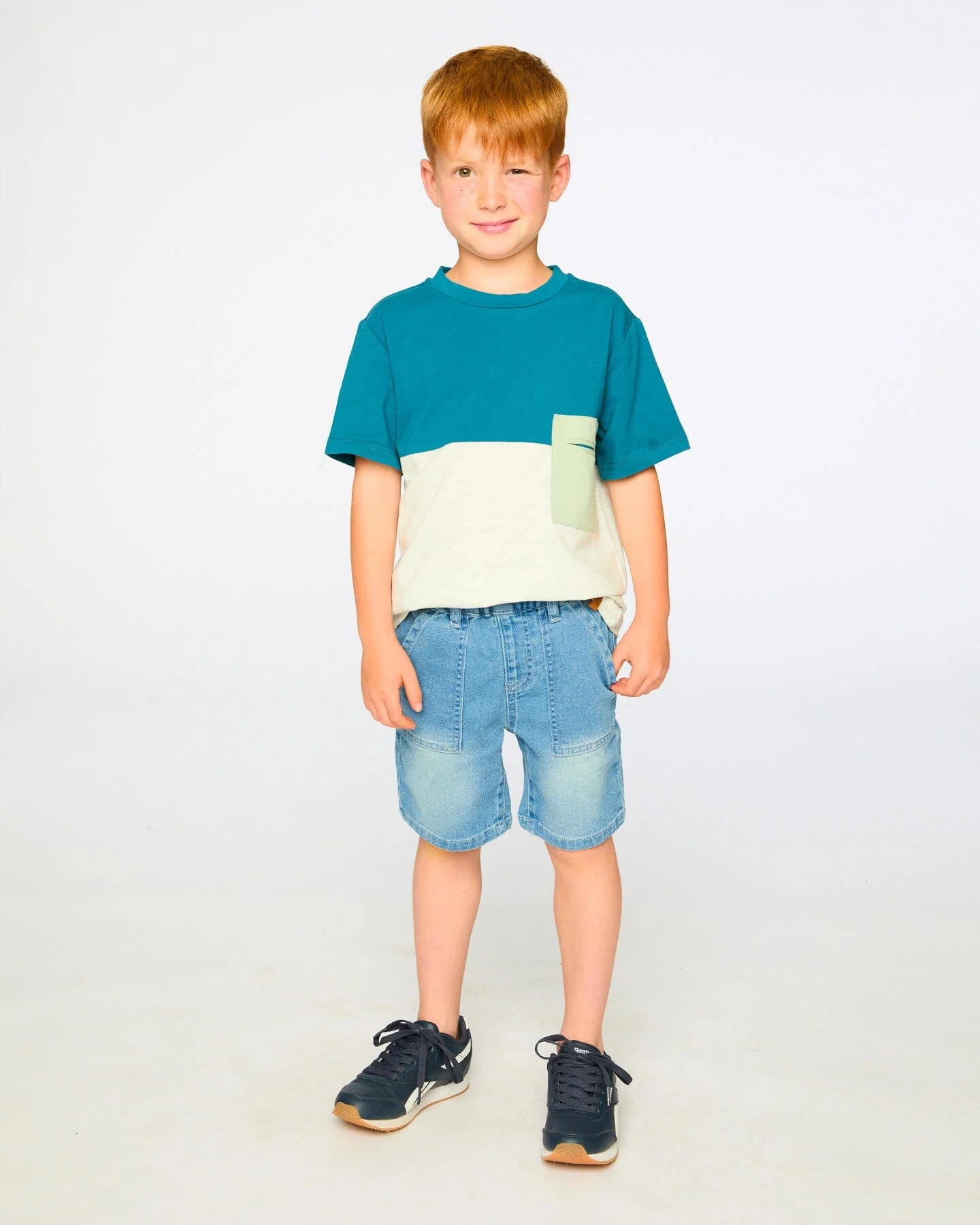 Organic Cotton Colorblock Jersey T-Shirt With Chest Pocket Heather Grey - Image 2