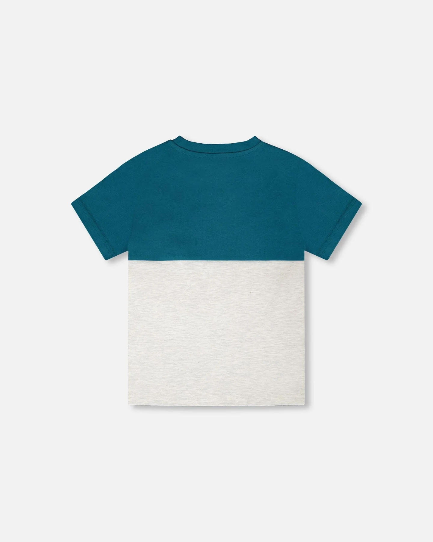 Organic Cotton Colorblock Jersey T-Shirt With Chest Pocket Heather Grey - Image 3